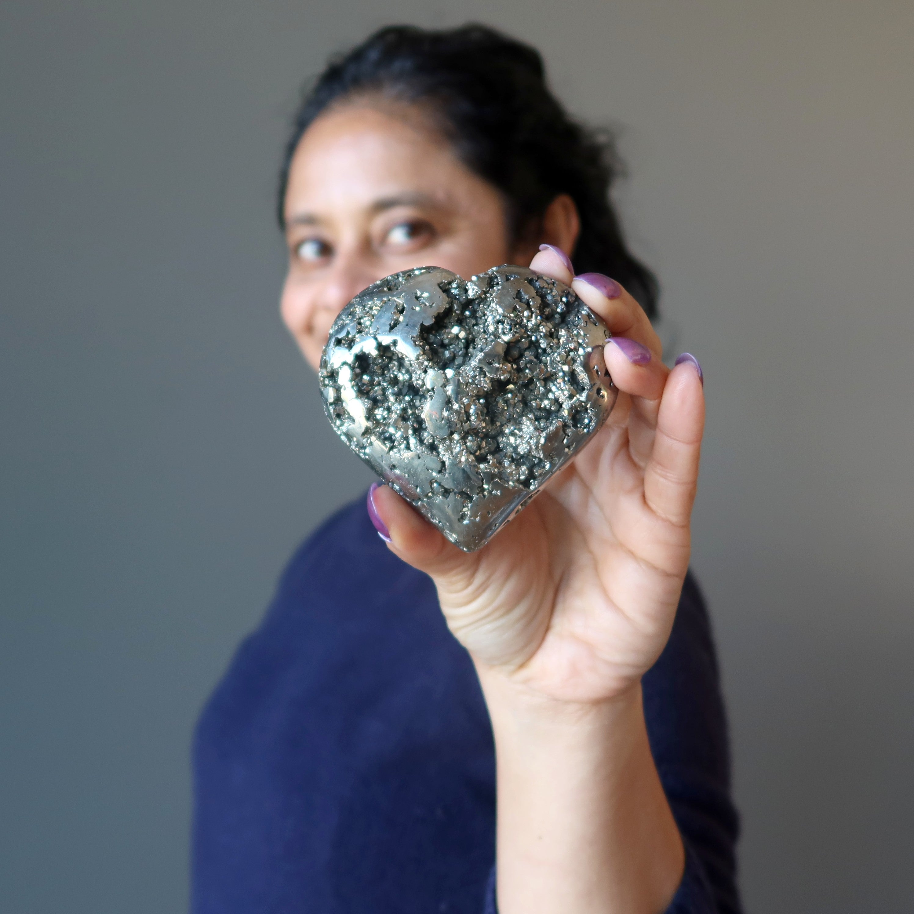 Pyrite Heart Glistening Love Strength Stone