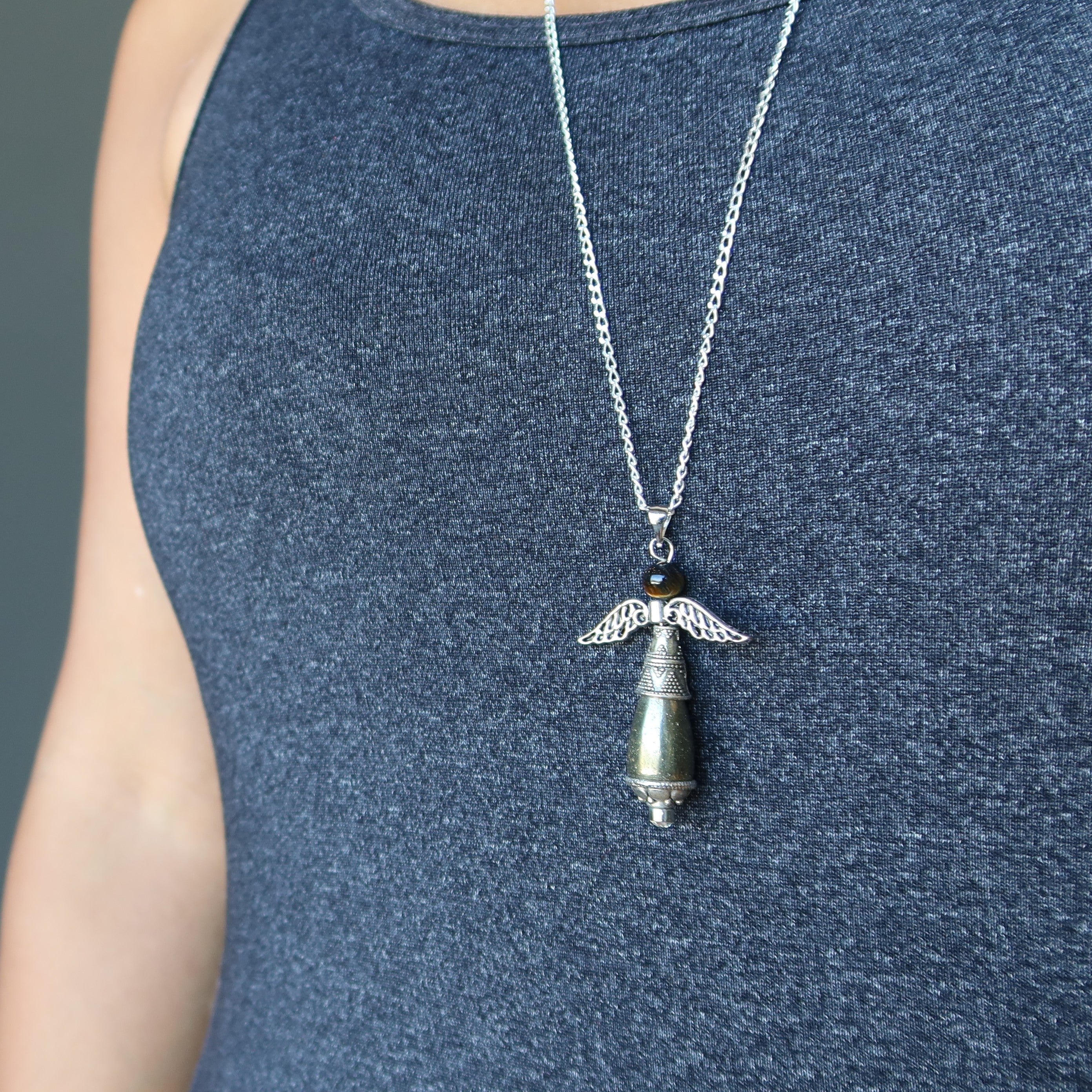 Pyrite Necklace Radiant Gold Angel Gemstone Gift