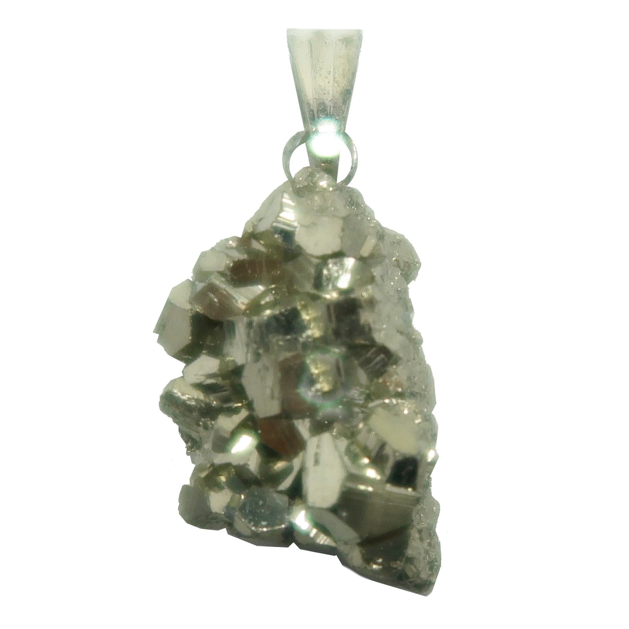 Pyrite Pendant Grand Gold Cluster Lucky Stone Silver