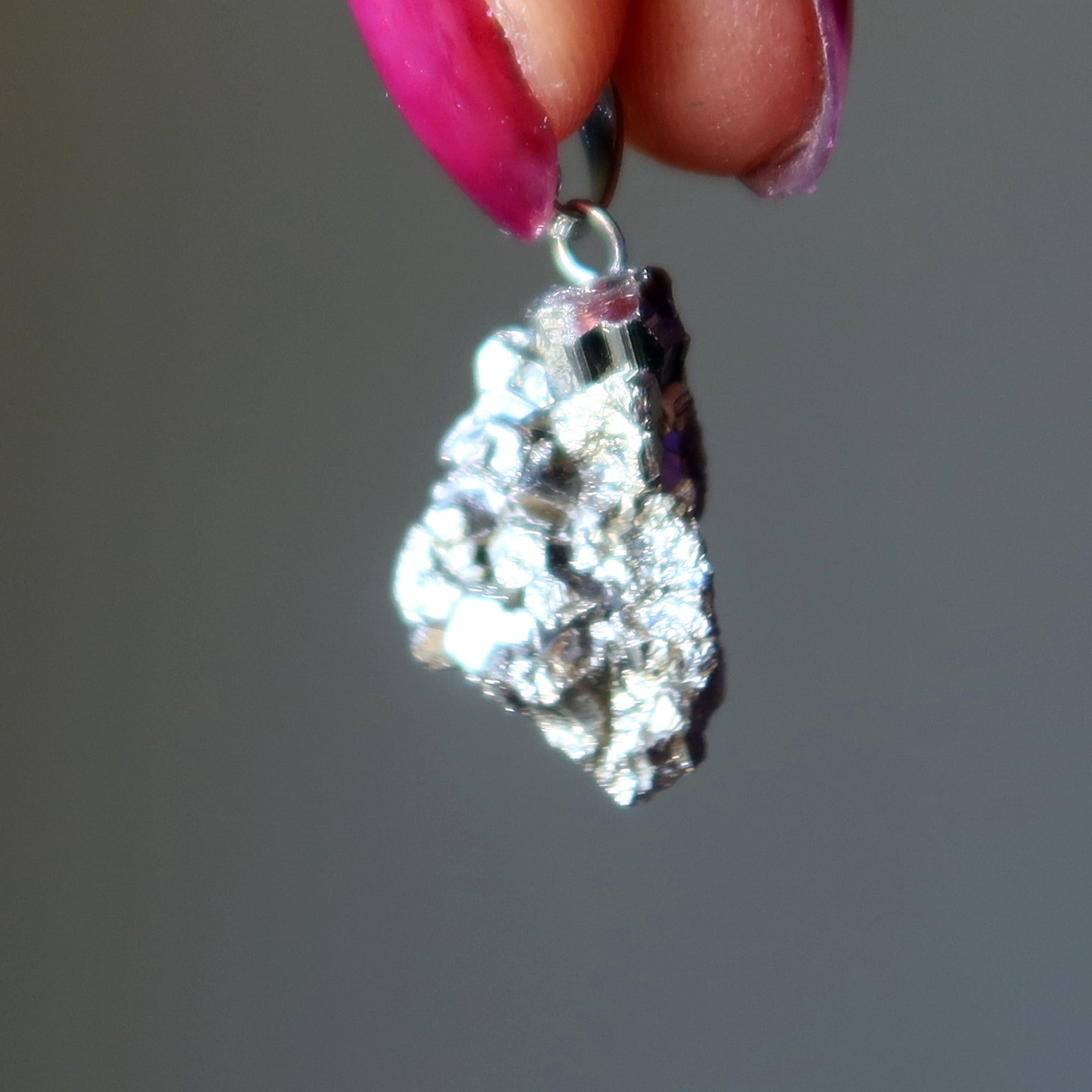 Pyrite Pendant Grand Gold Cluster Lucky Stone Silver