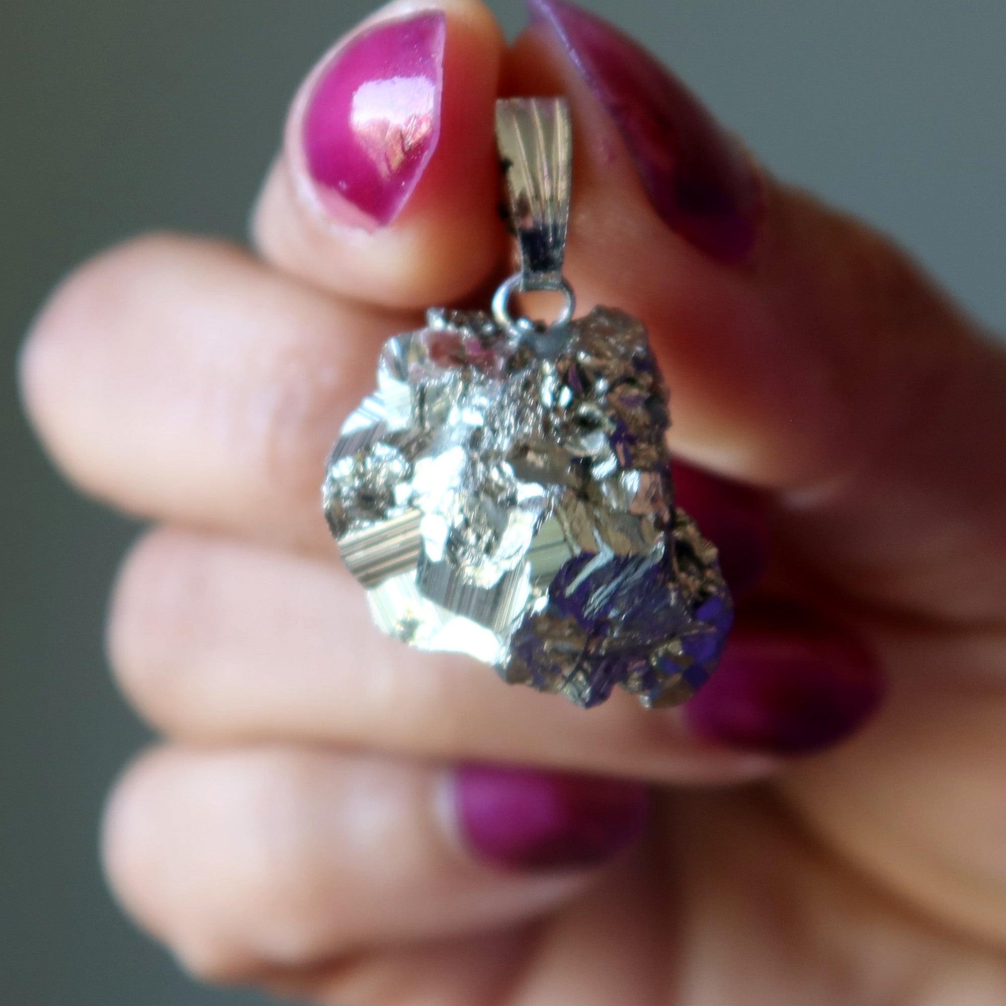 Pyrite Pendant Grand Gold Cluster Lucky Stone Silver