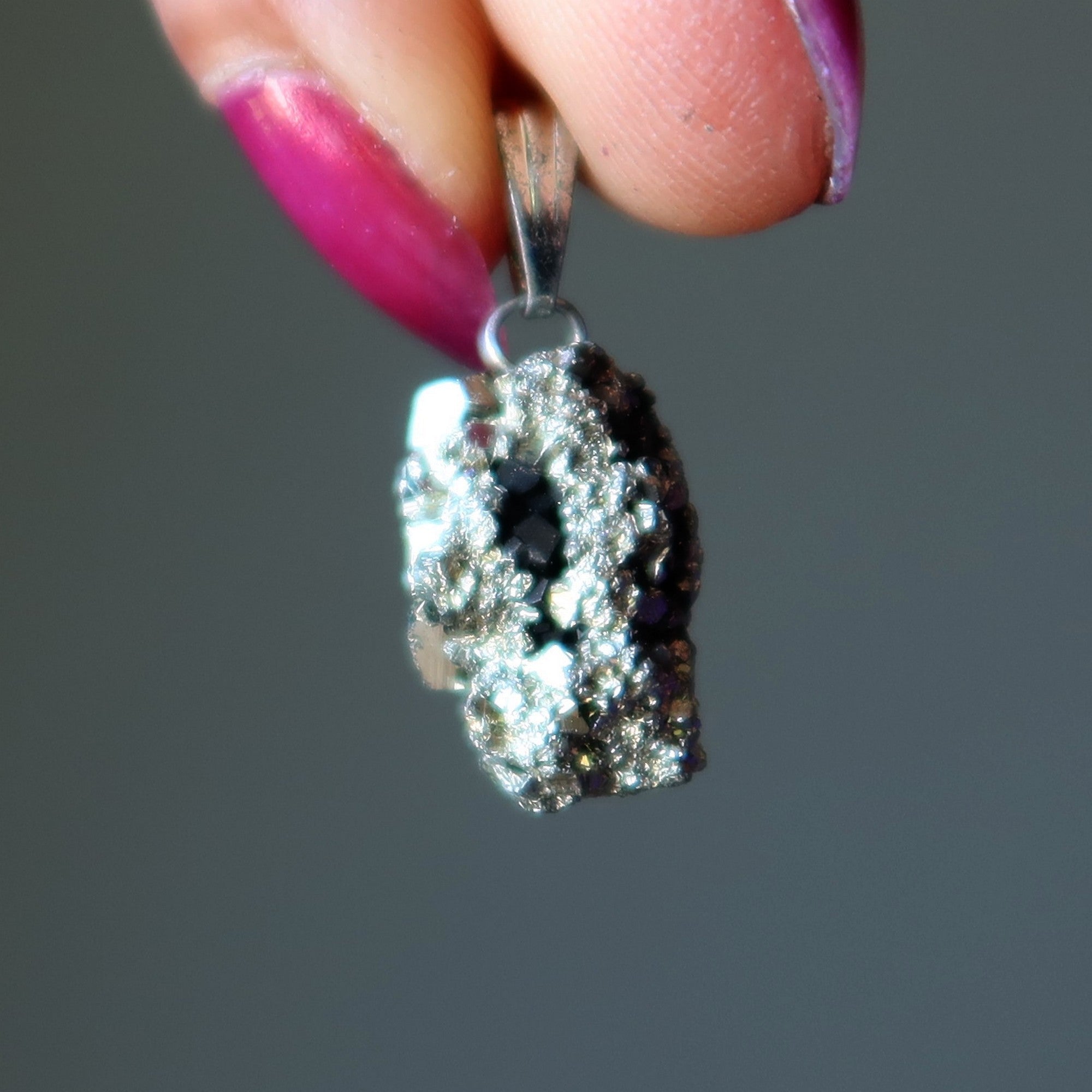 Pyrite Pendant Grand Gold Cluster Lucky Stone Silver