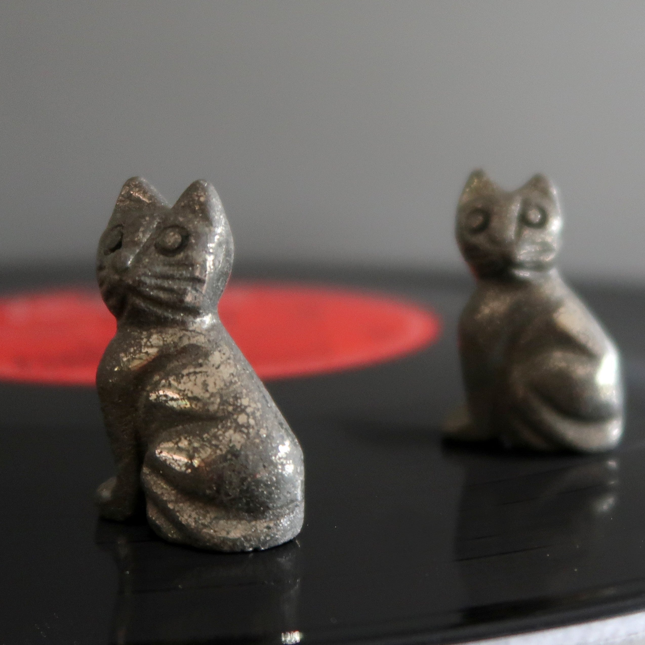 Pyrite Cat Set Gold Carving Stone Protection Pair Spirit Animal