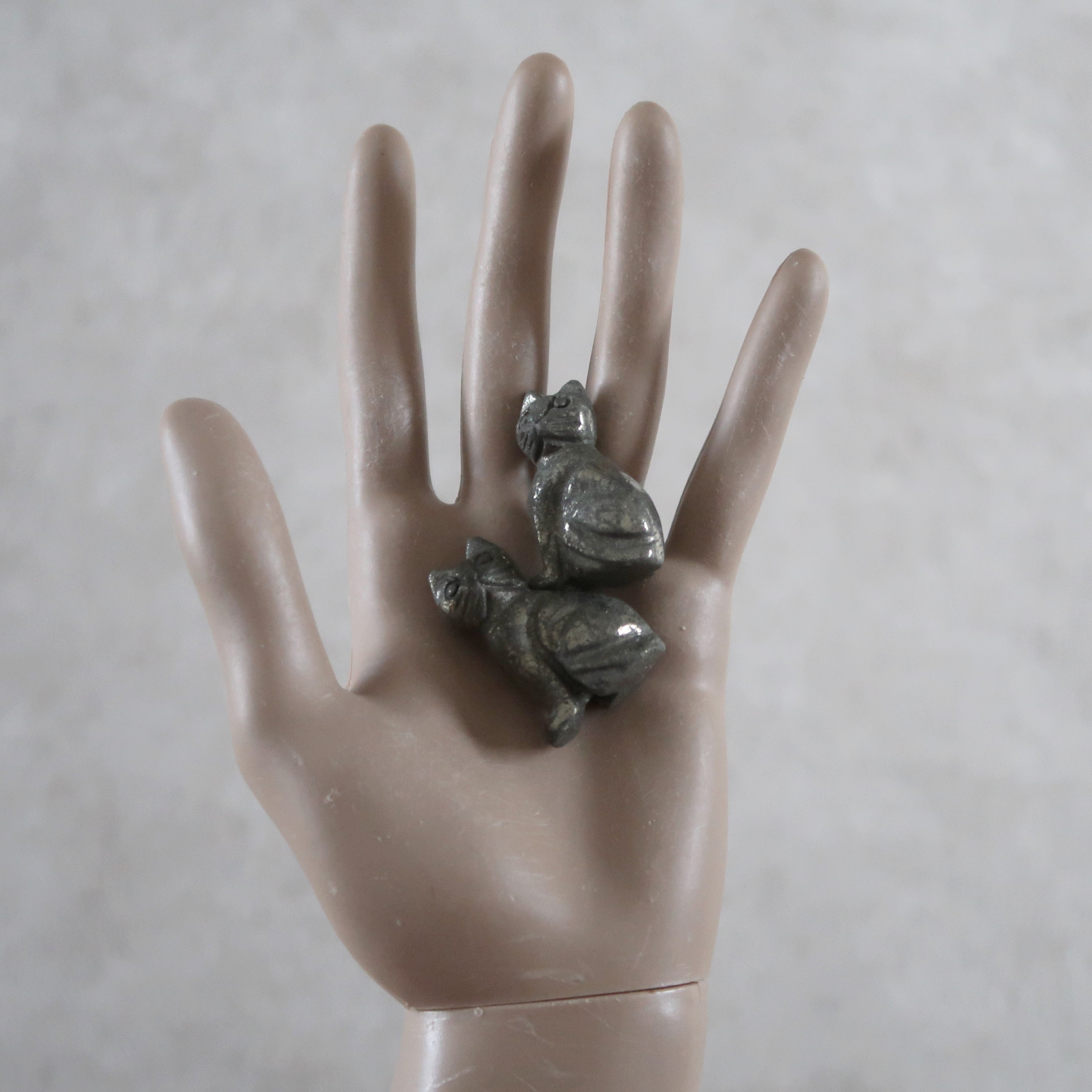 Pyrite Cat Set Gold Carving Stone Protection Pair Spirit Animal