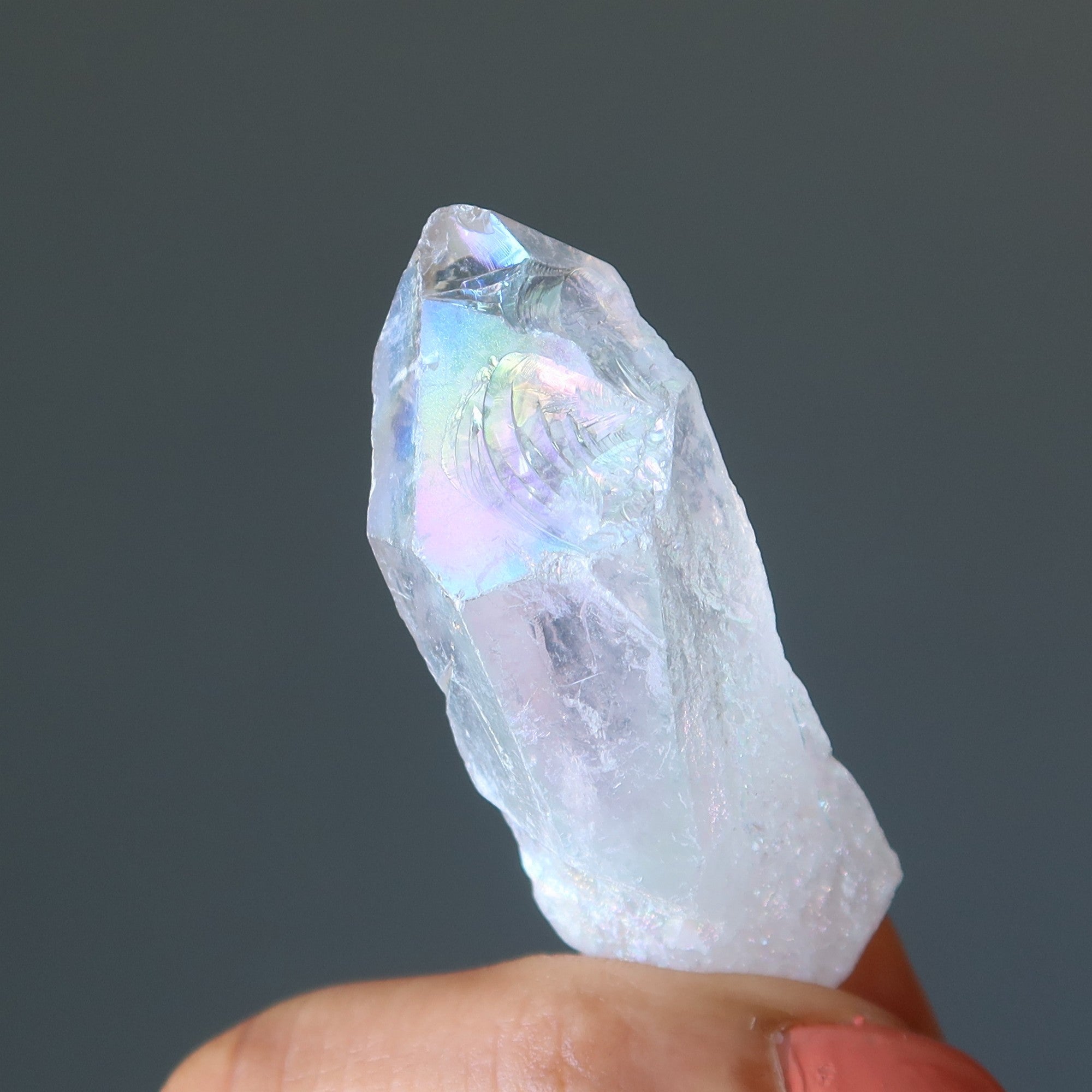 Aura Quarz Rohkristallspitze Regenbogen