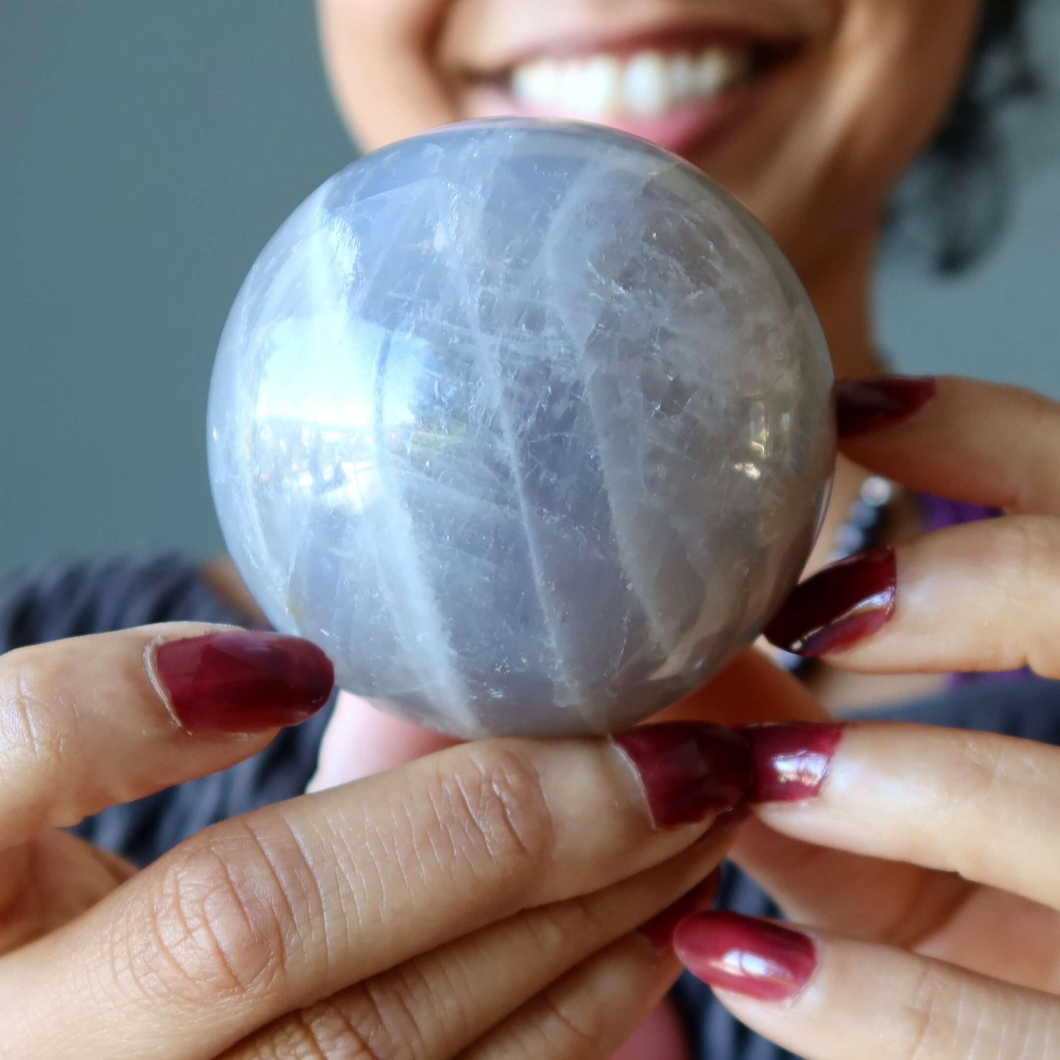 Blue Quartz Sphere Misty Rose Crystal Ball