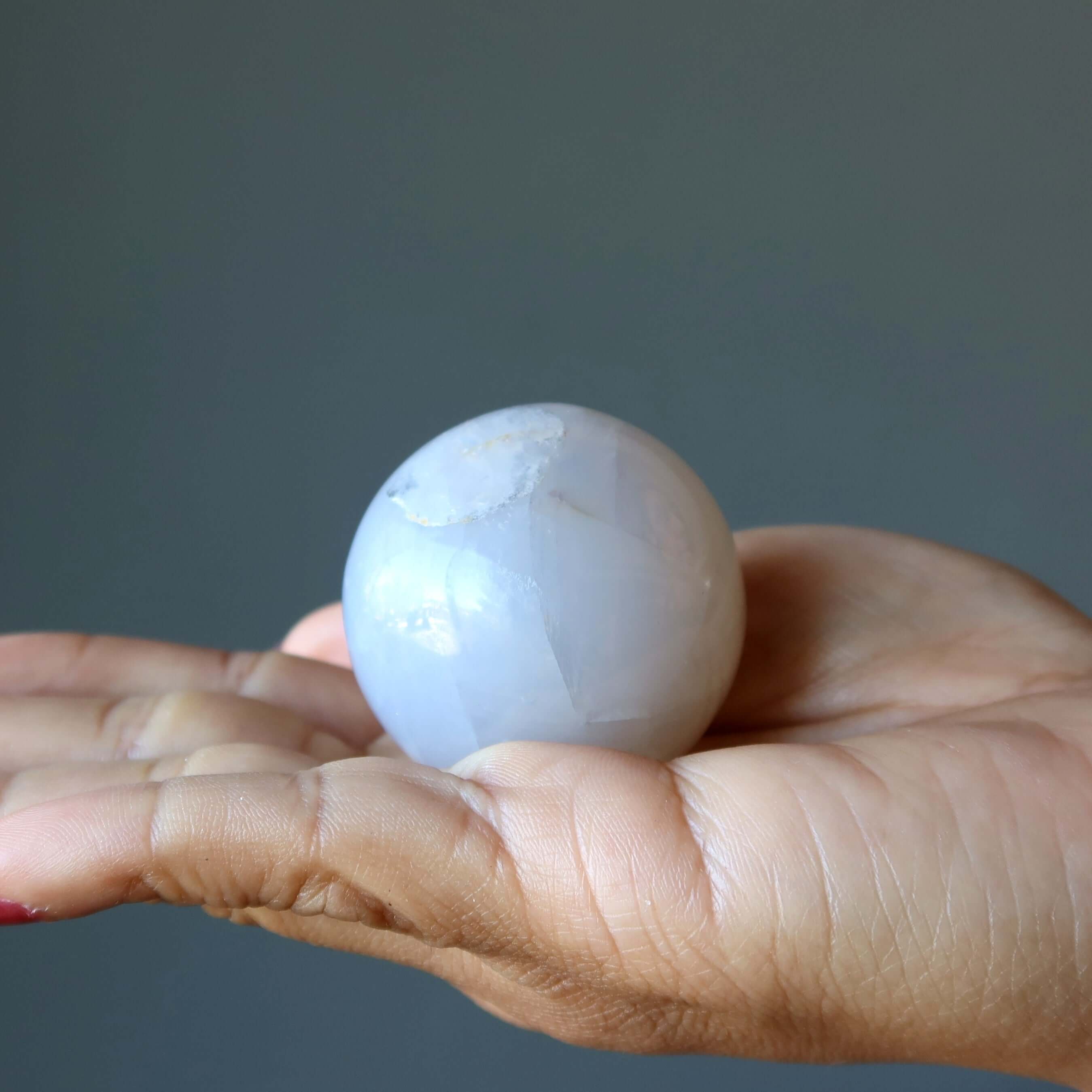 Blue Quartz Sphere Misty Rose Crystal Ball