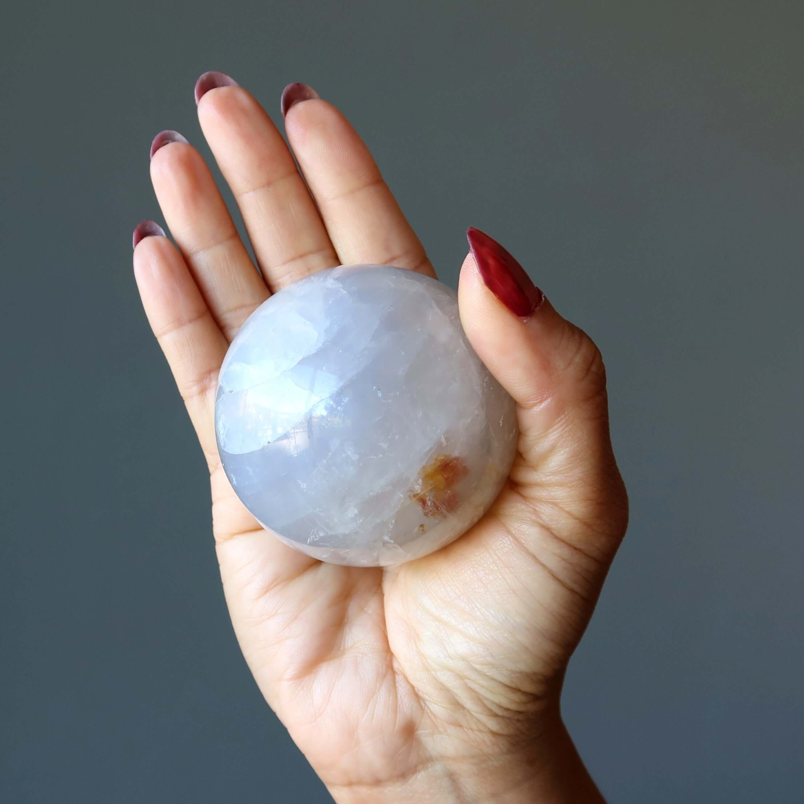 Blue Quartz Sphere Misty Rose Crystal Ball