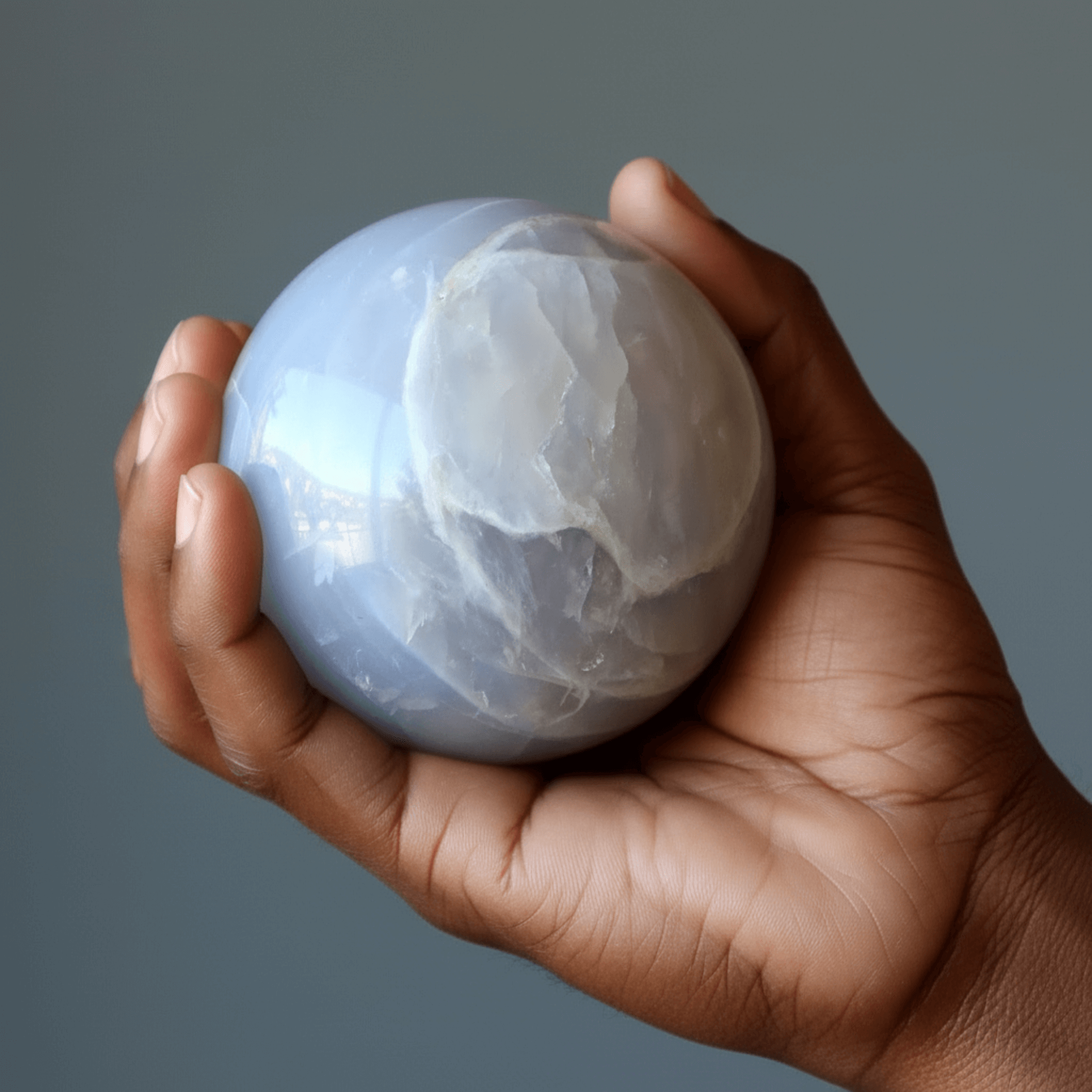 Blue Quartz Sphere Misty Rose Crystal Ball