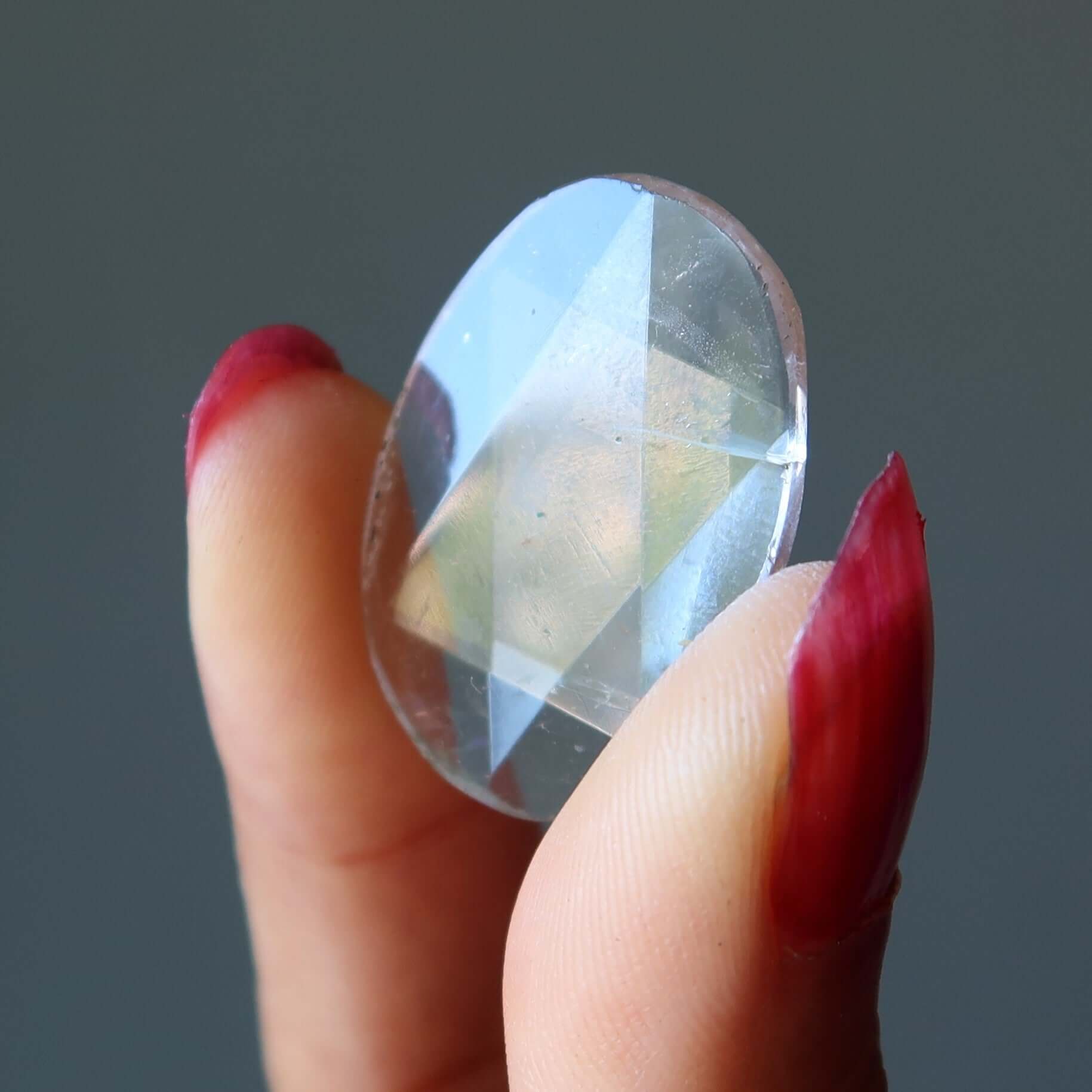 Clear Quartz Pocket Stone Star of David Hexagram Talisman