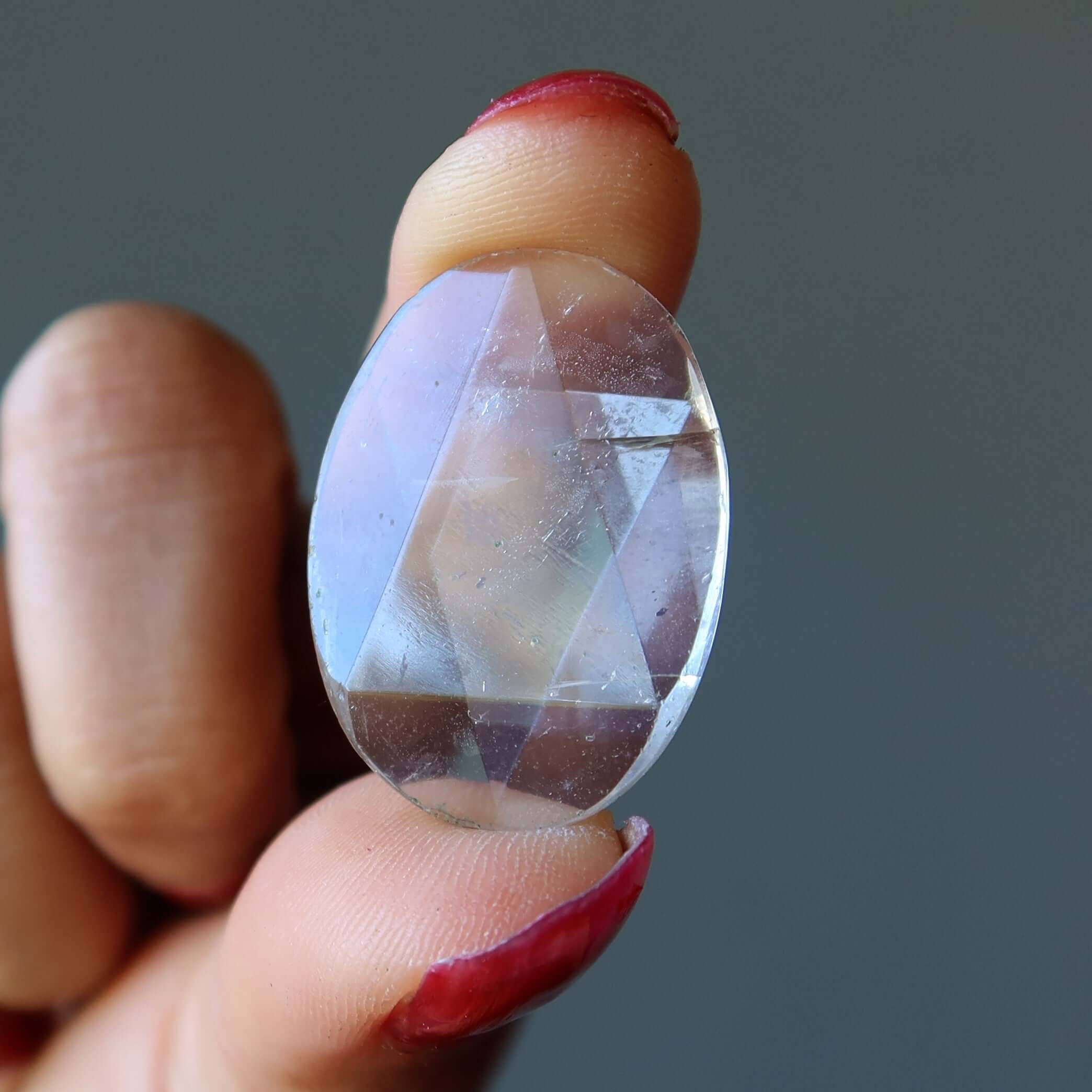 Clear Quartz Pocket Stone Star of David Hexagram Talisman