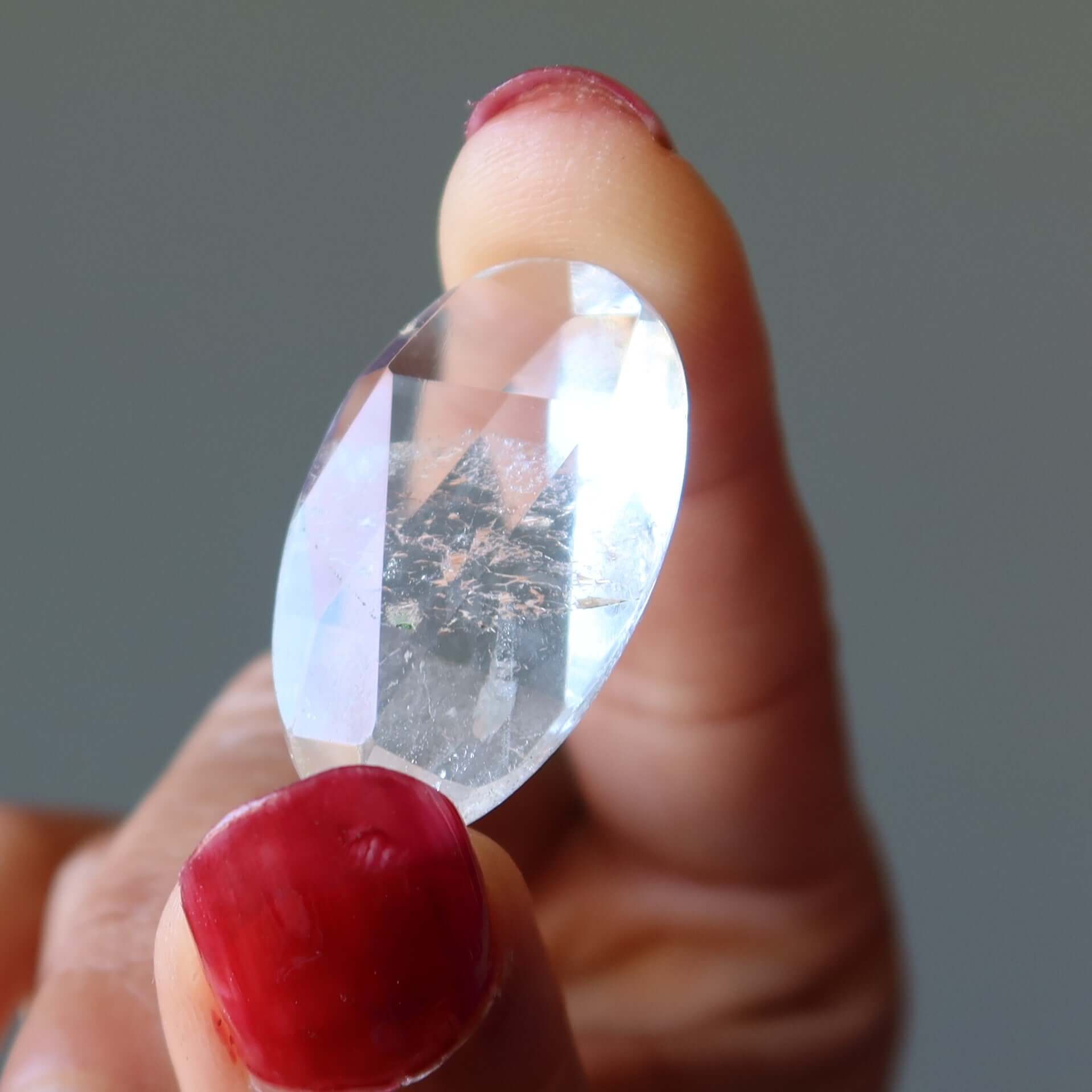 Clear Quartz Pocket Stone Star of David Hexagram Talisman