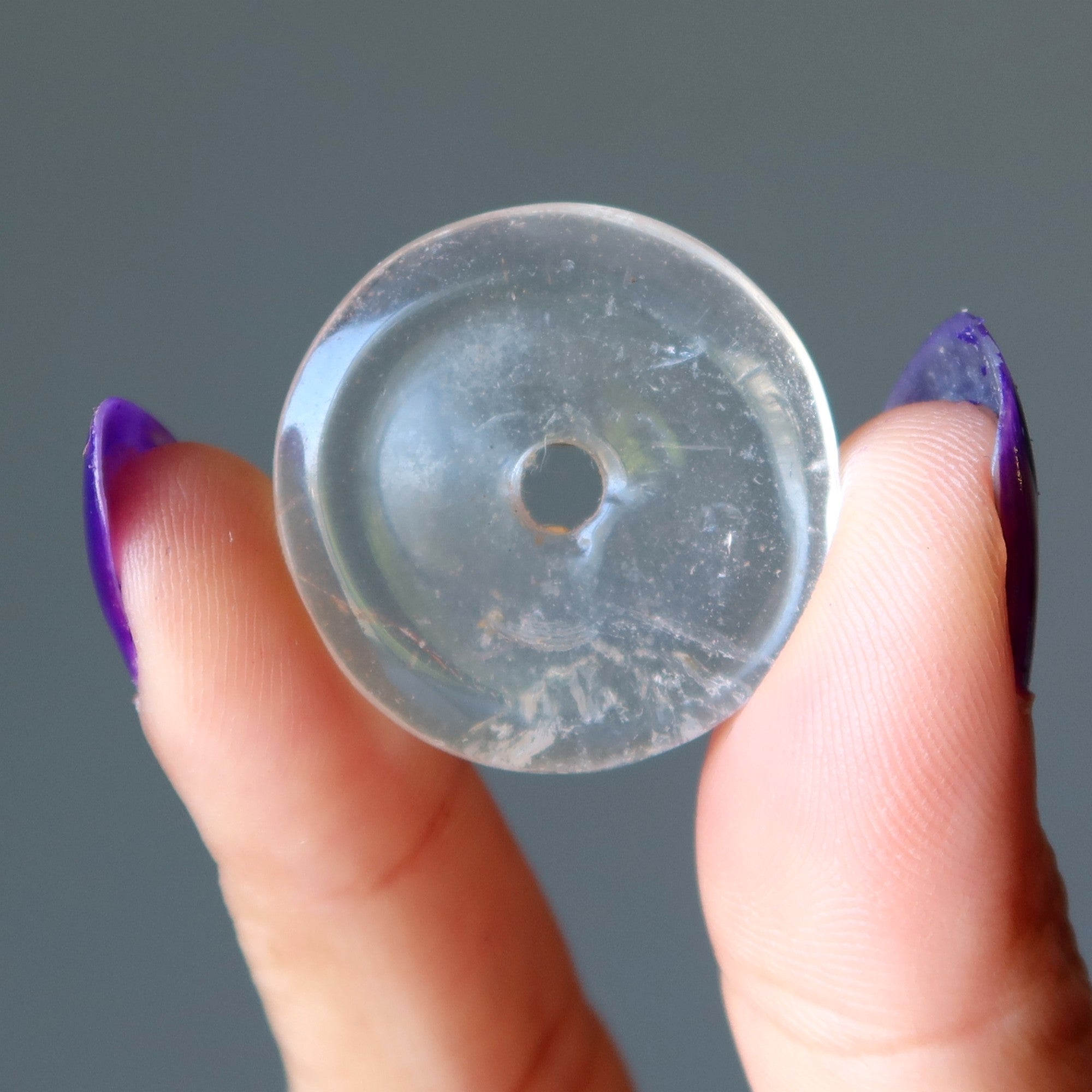 Pendentif donut en quartz clair