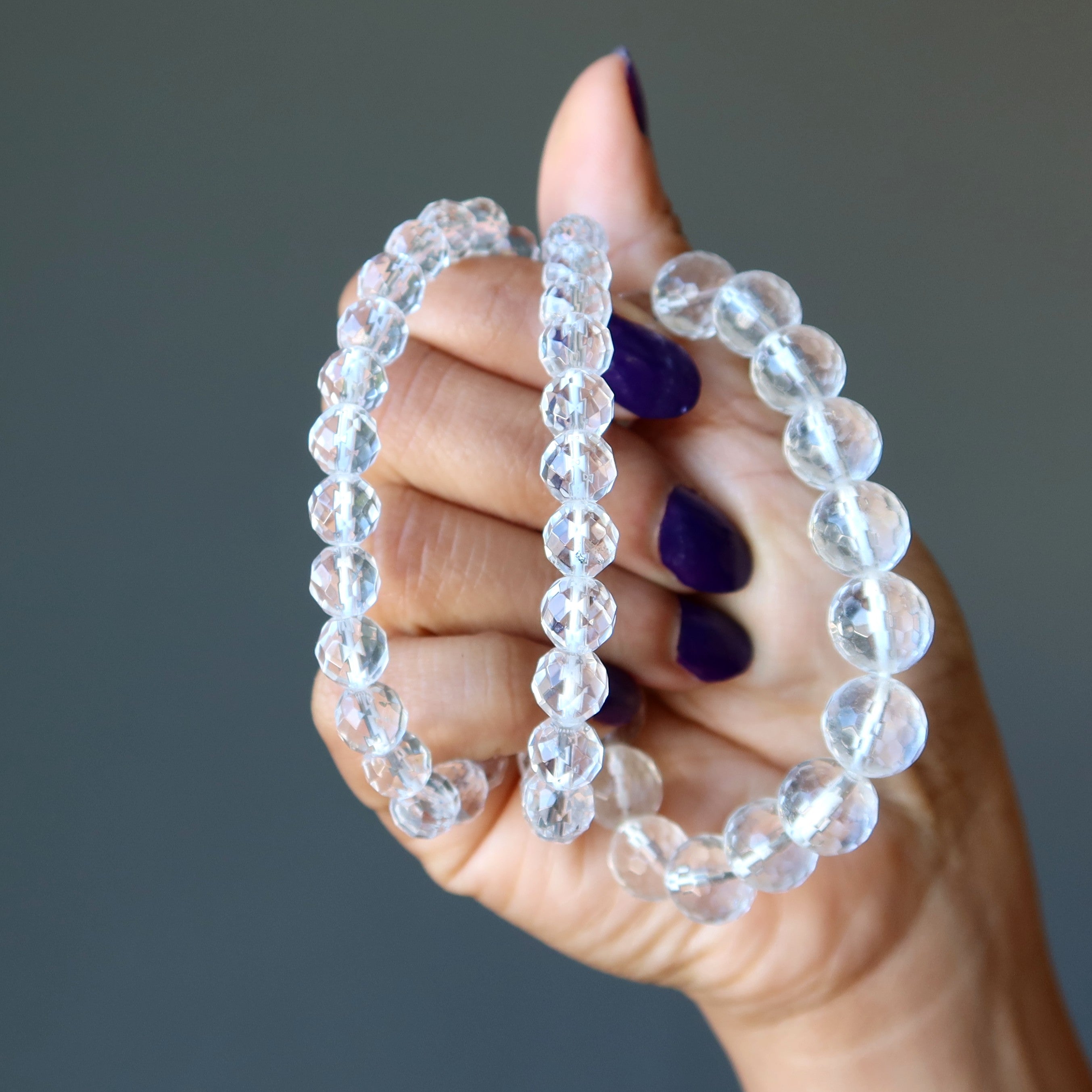 Klarquarz Armband facettierte Perlen Feinkristall Heilung