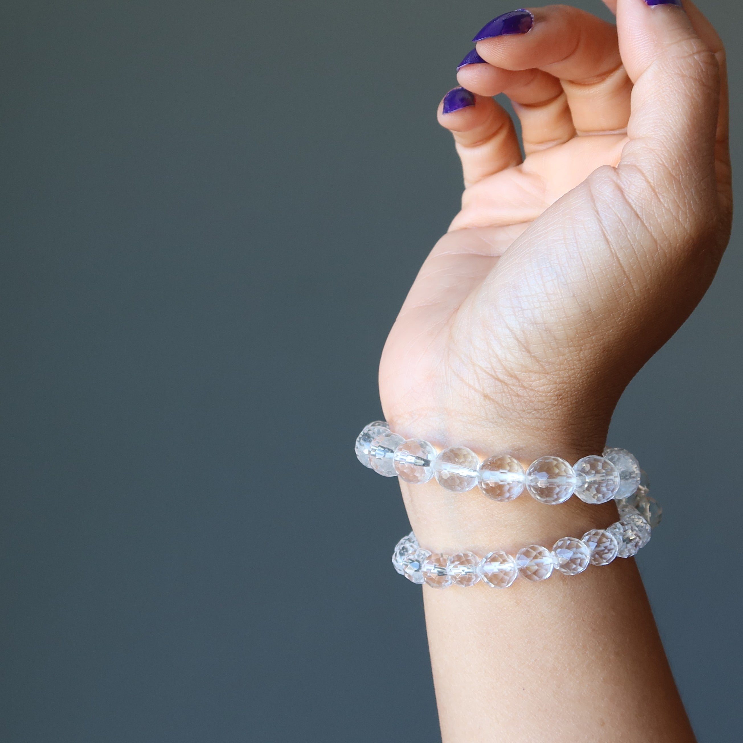 Klarquarz Armband facettierte Perlen Feinkristall Heilung