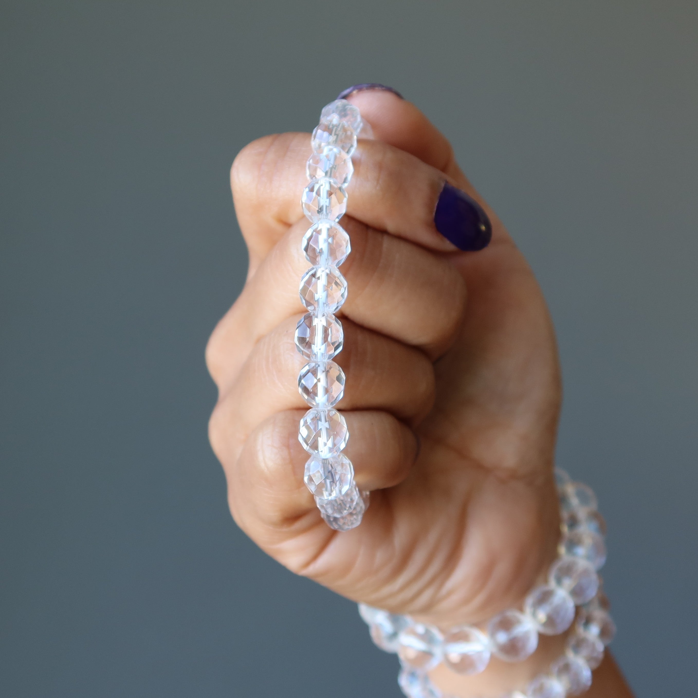 Klarquarz Armband facettierte Perlen Feinkristall Heilung