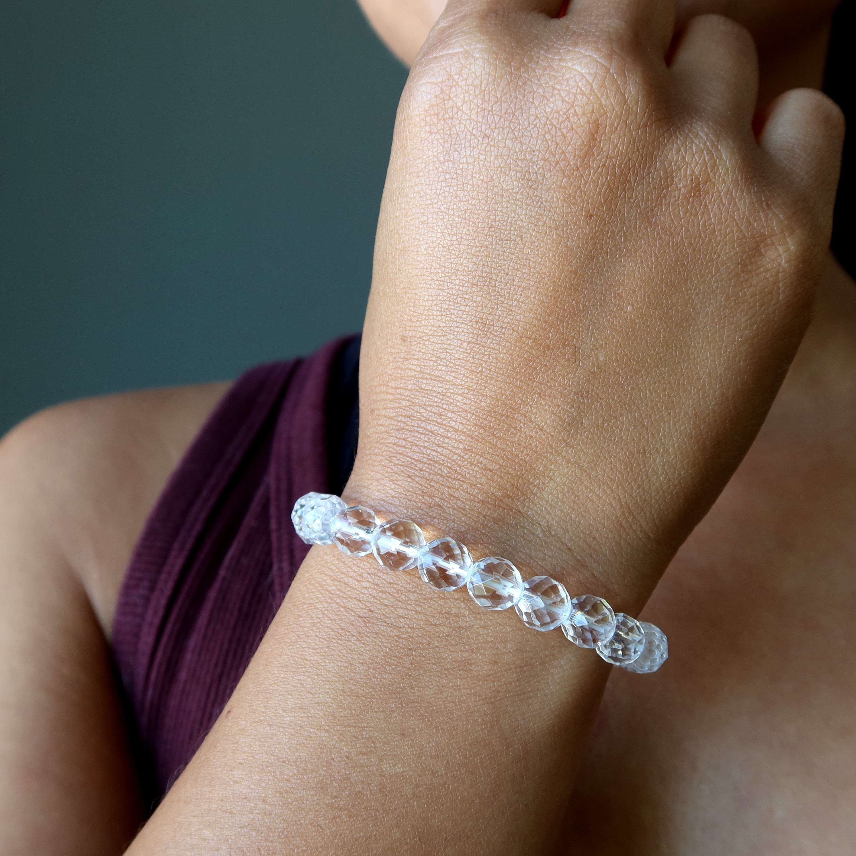 Klarquarz Armband facettierte Perlen Feinkristall Heilung