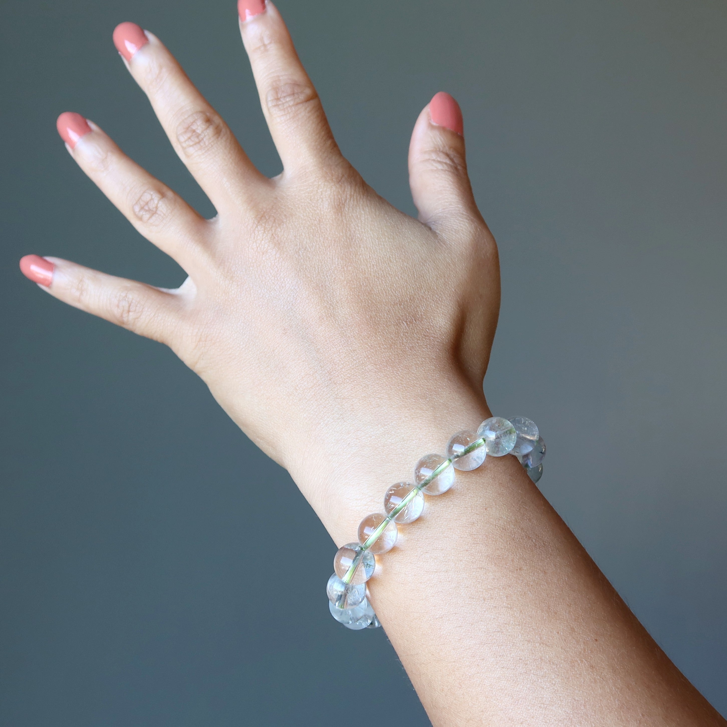 Phantom Quartz Bracelet Clear Crystal & Rare Chlorite Whisper