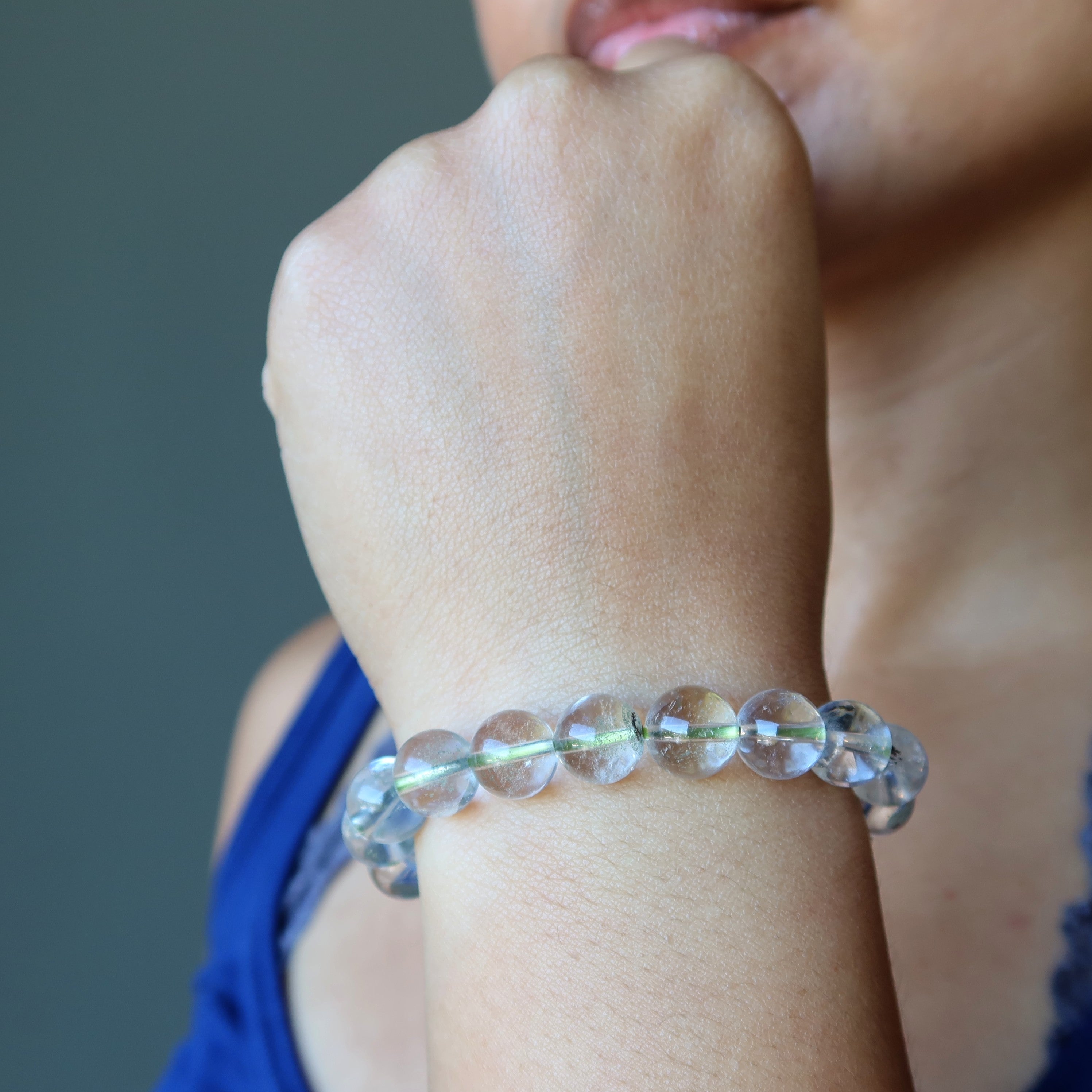 Phantom Quartz Bracelet Clear Crystal & Rare Chlorite Whisper