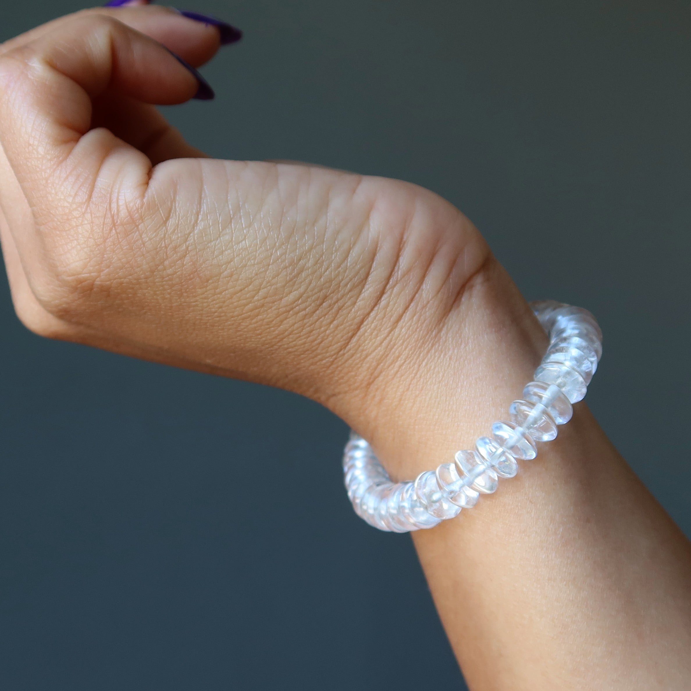 Bracelet en Cristal de Roche Walz et Tango Rondelle, Cristal de Guérison