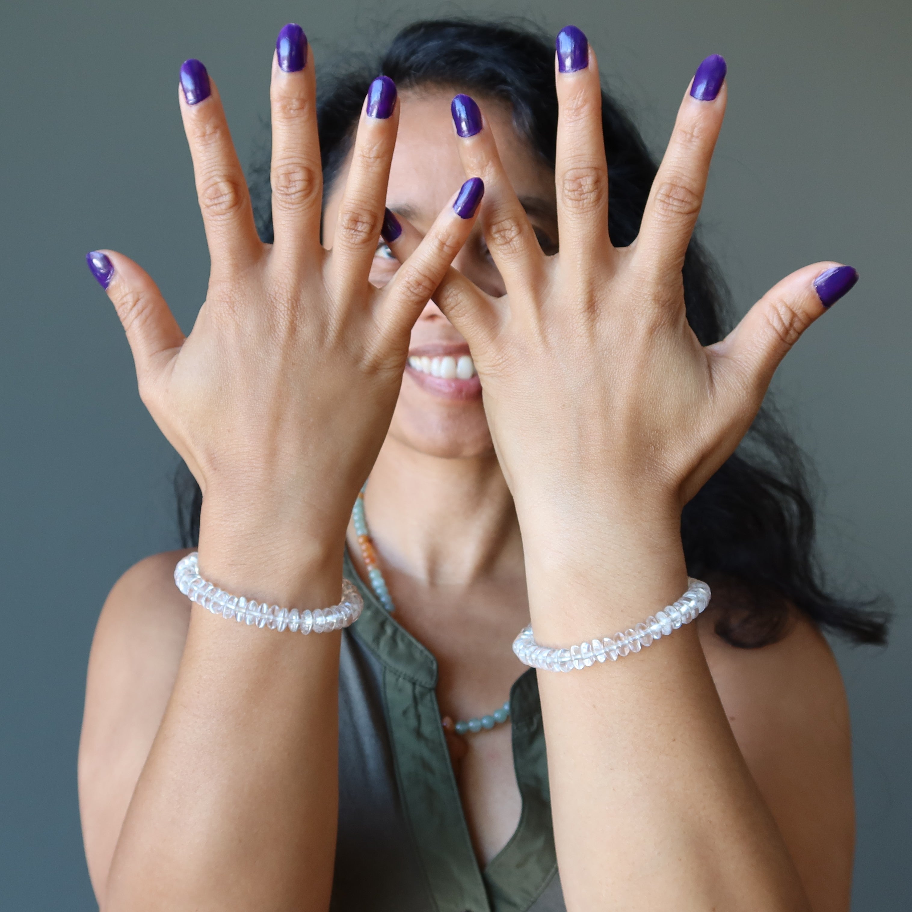 Bracelet en Cristal de Roche Walz et Tango Rondelle, Cristal de Guérison