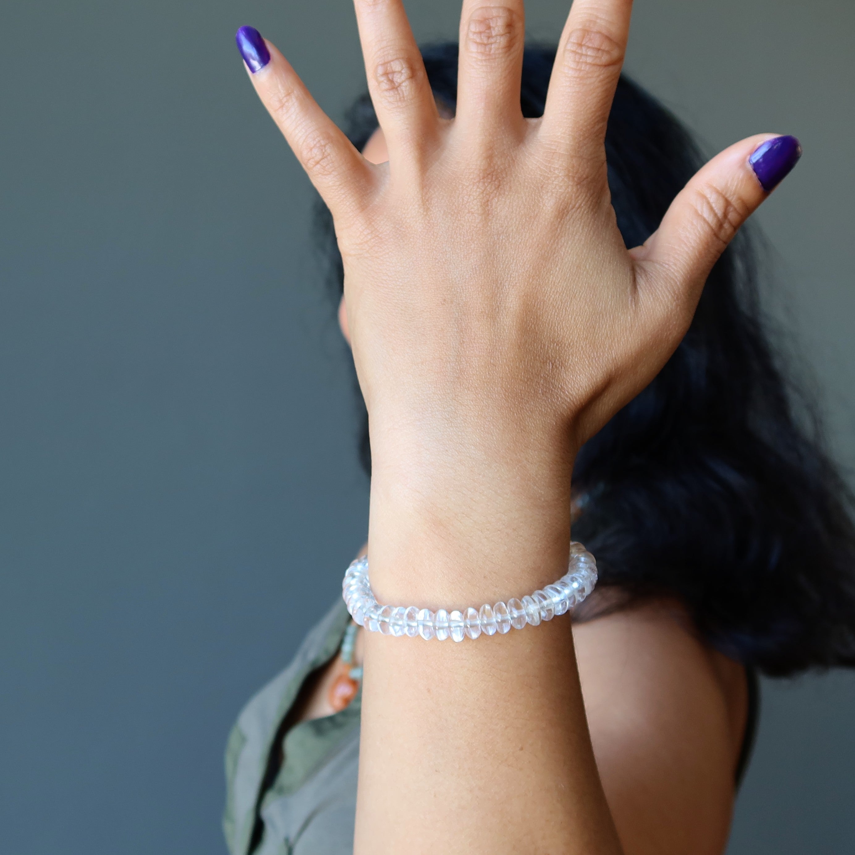Bracelet en Cristal de Roche Walz et Tango Rondelle, Cristal de Guérison