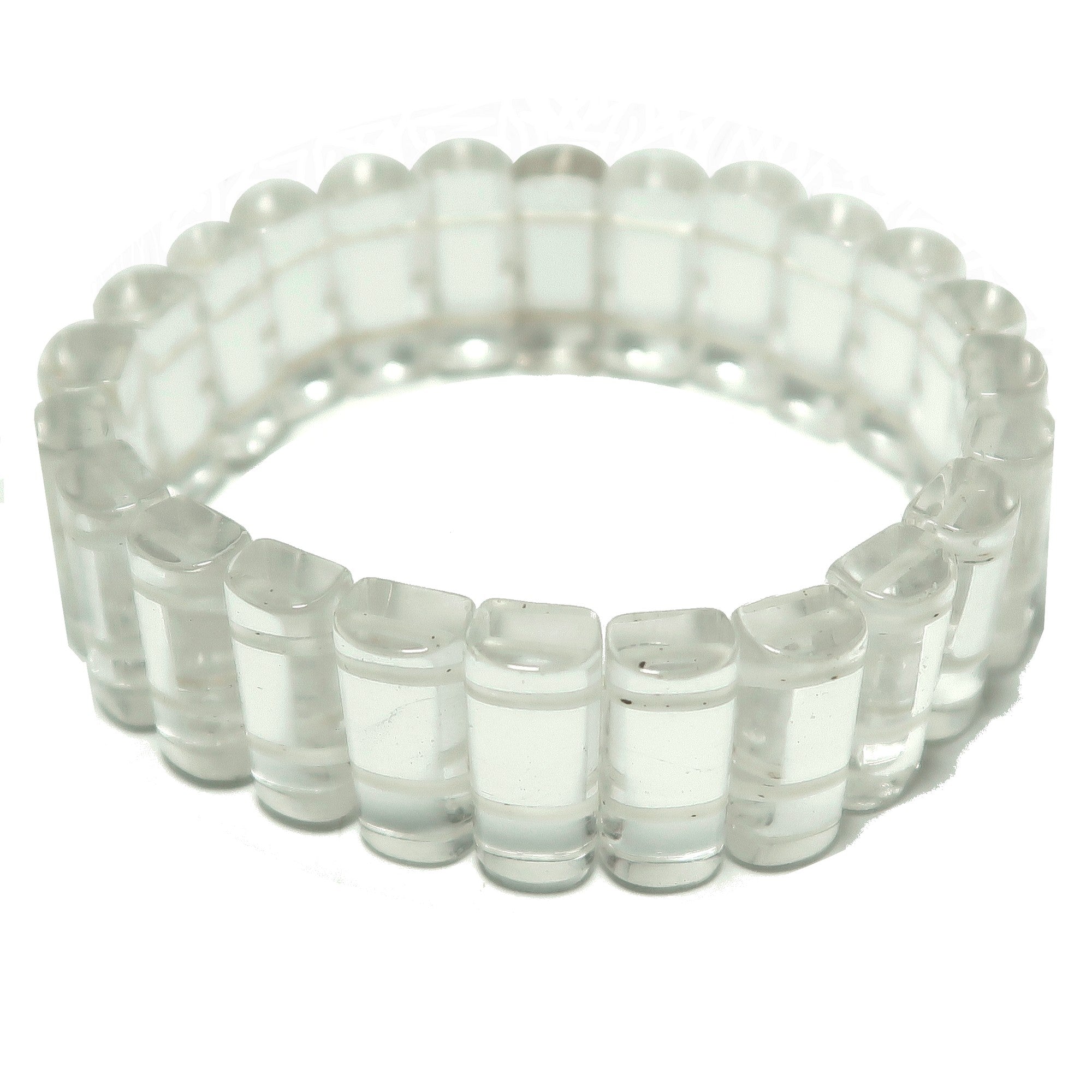 Bracelet de Perles Rectangulaires en Quartz Clair - Maître Guérisseur de Cristal
