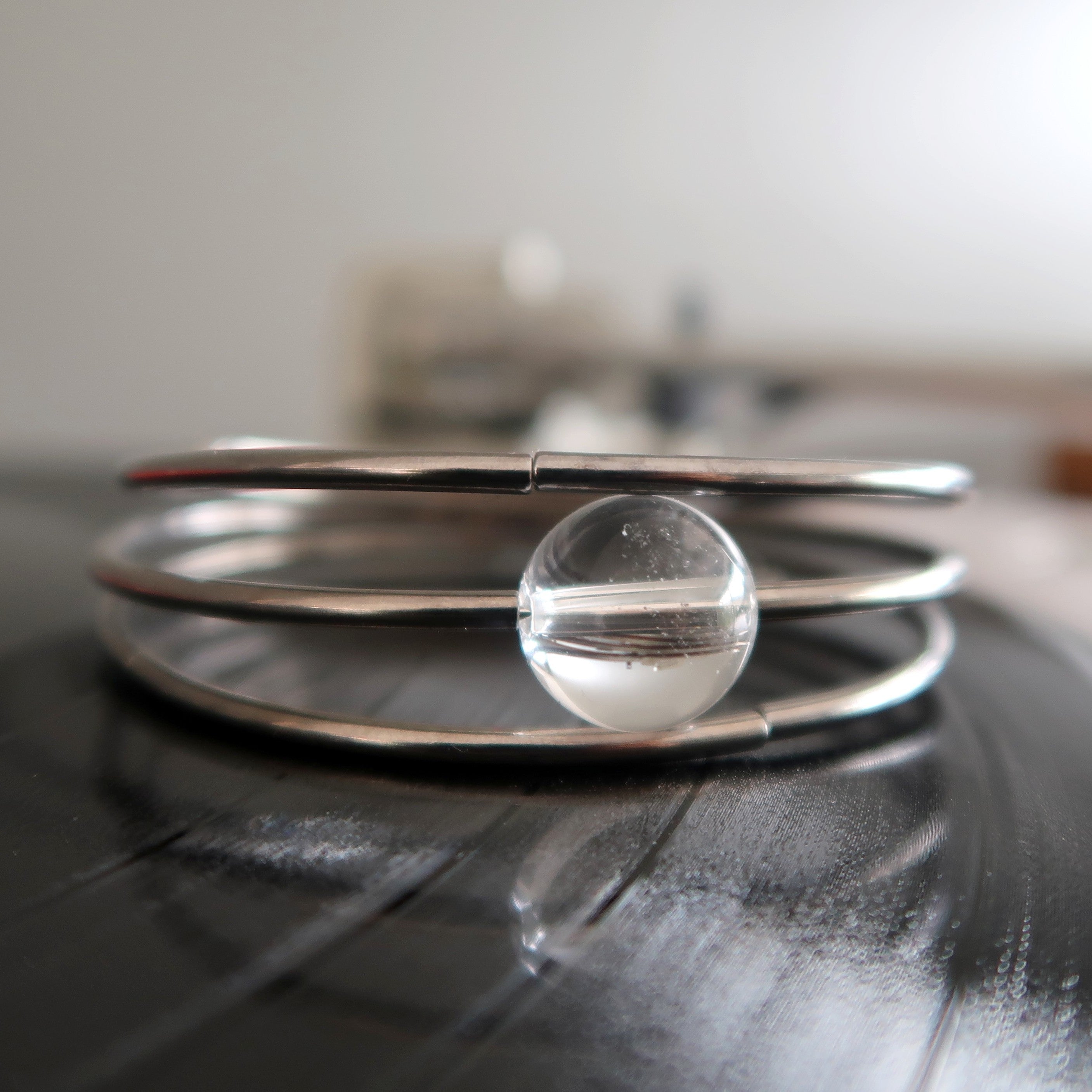 Clear Quartz Bracelet Crystal Ball Memory Wrap Coil