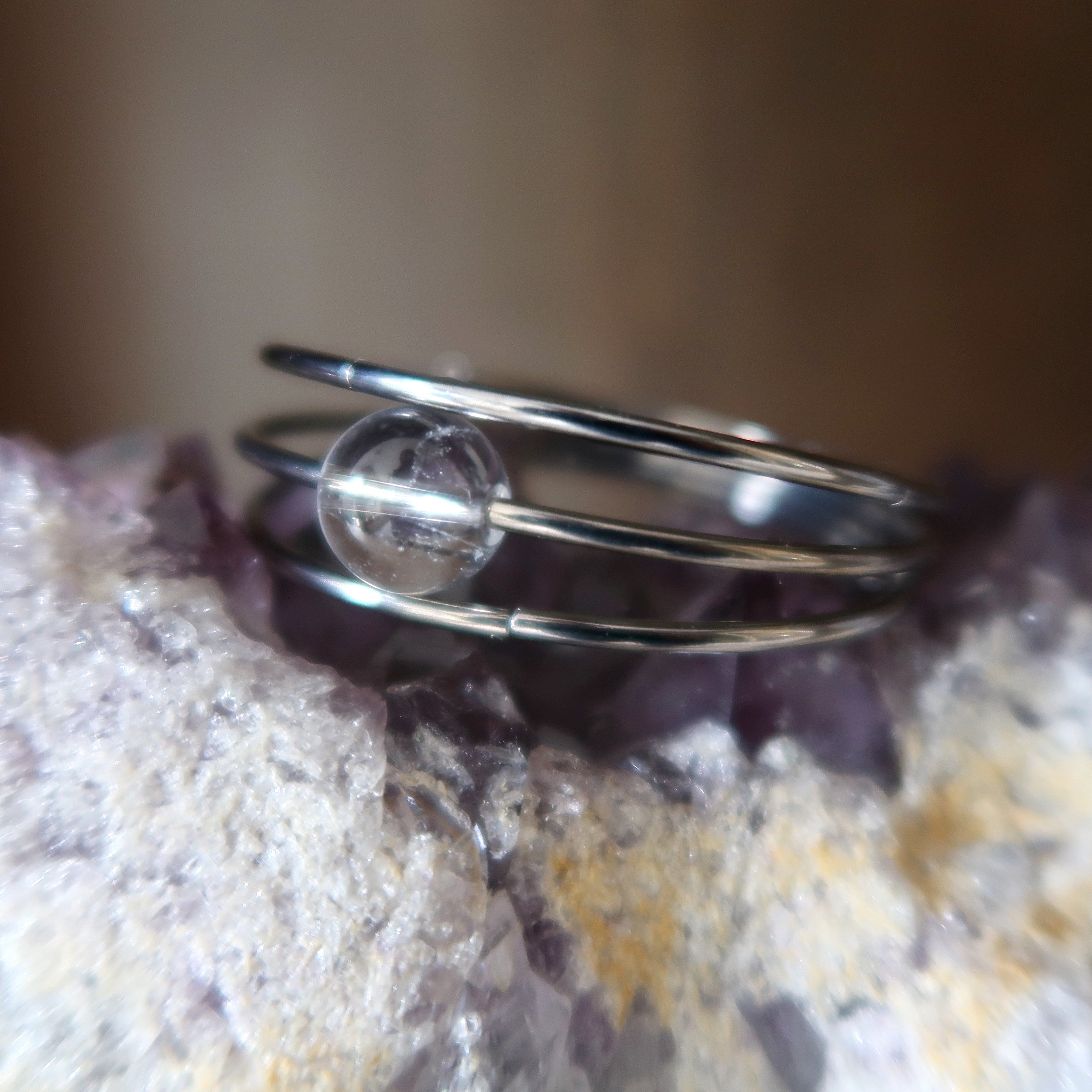 Clear Quartz Bracelet Crystal Ball Memory Wrap Coil