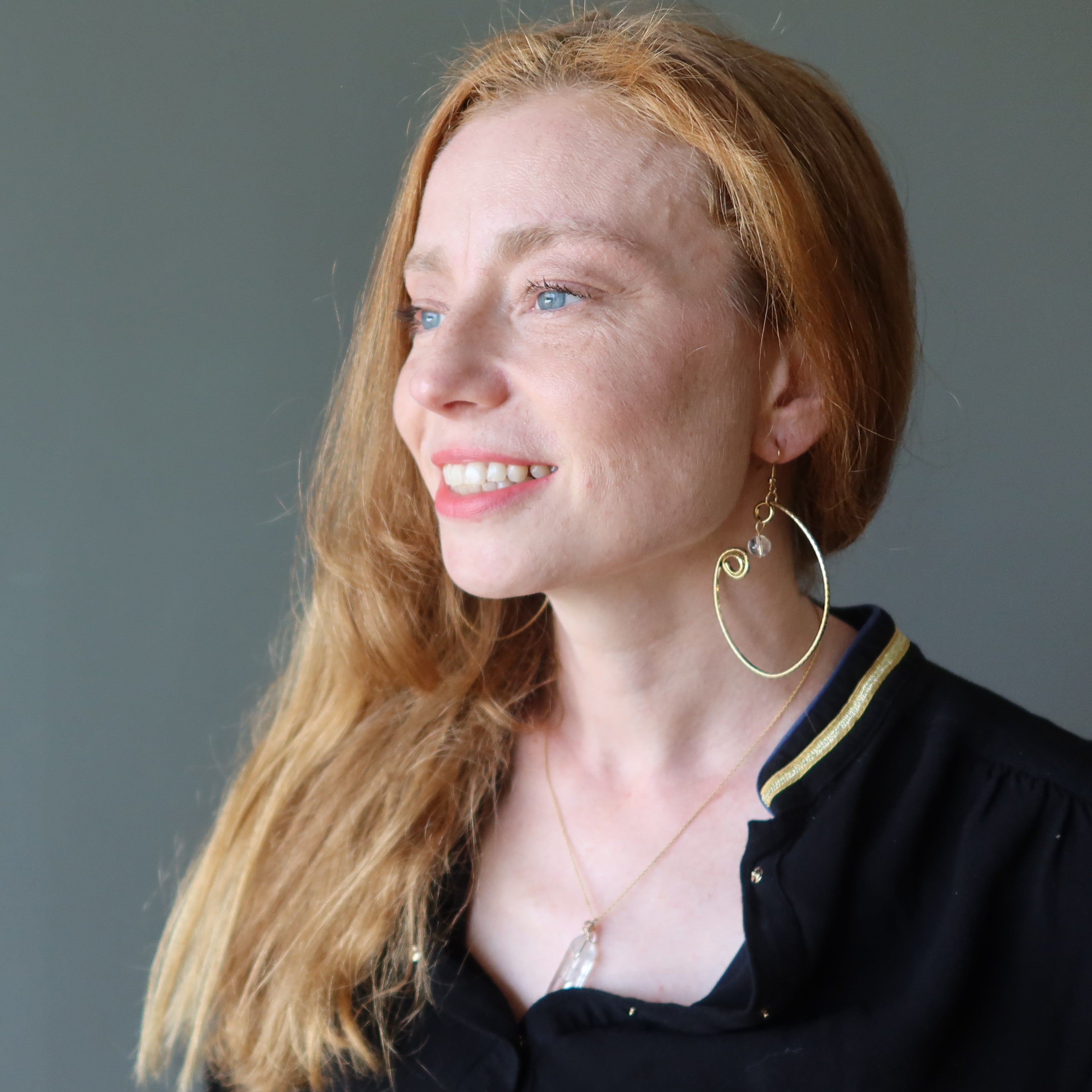 Clear Quartz Earrings Royal Gold Curve Hoops