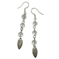 Clear Quartz Earrings Silver Leaf Magic Crystal Healing Dangle