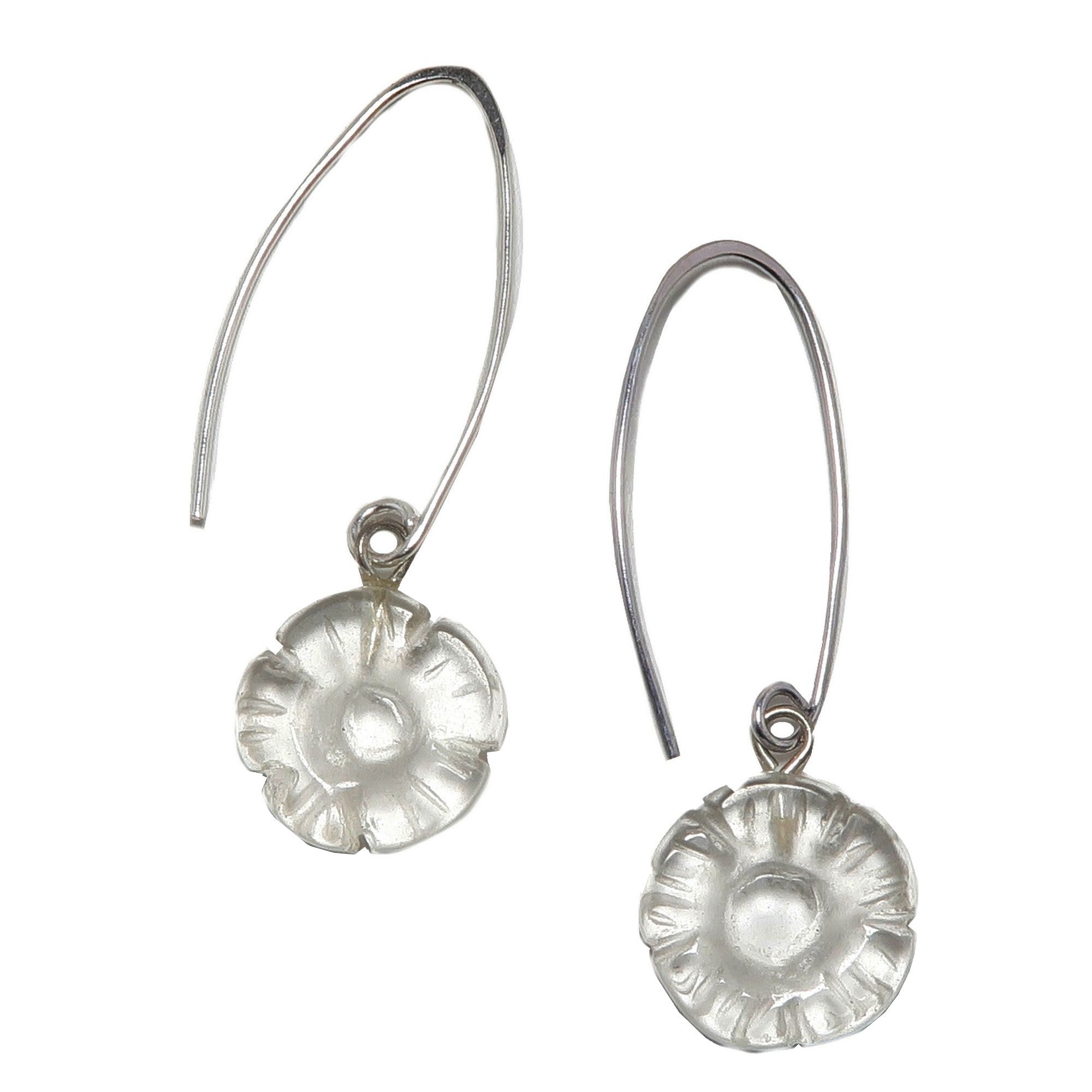 Clear Quartz Earrings Flower Daisy Sterling Silver