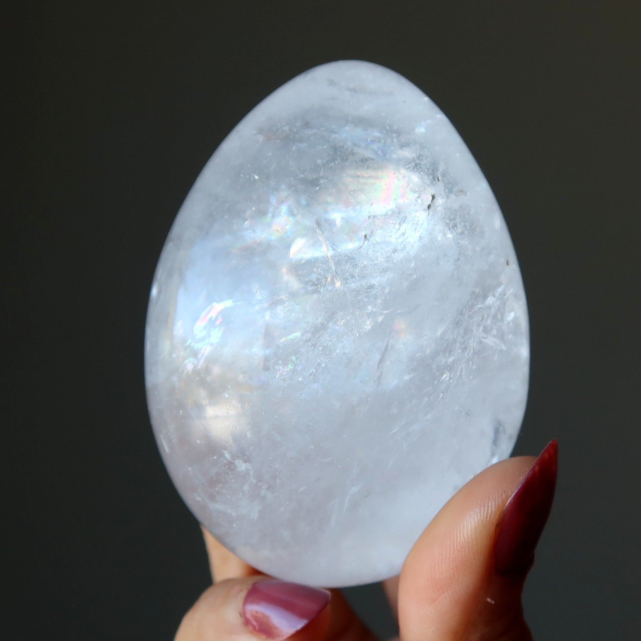 Clear Rainbow Quartz Egg Miracle of Life Creation Crystal Stone