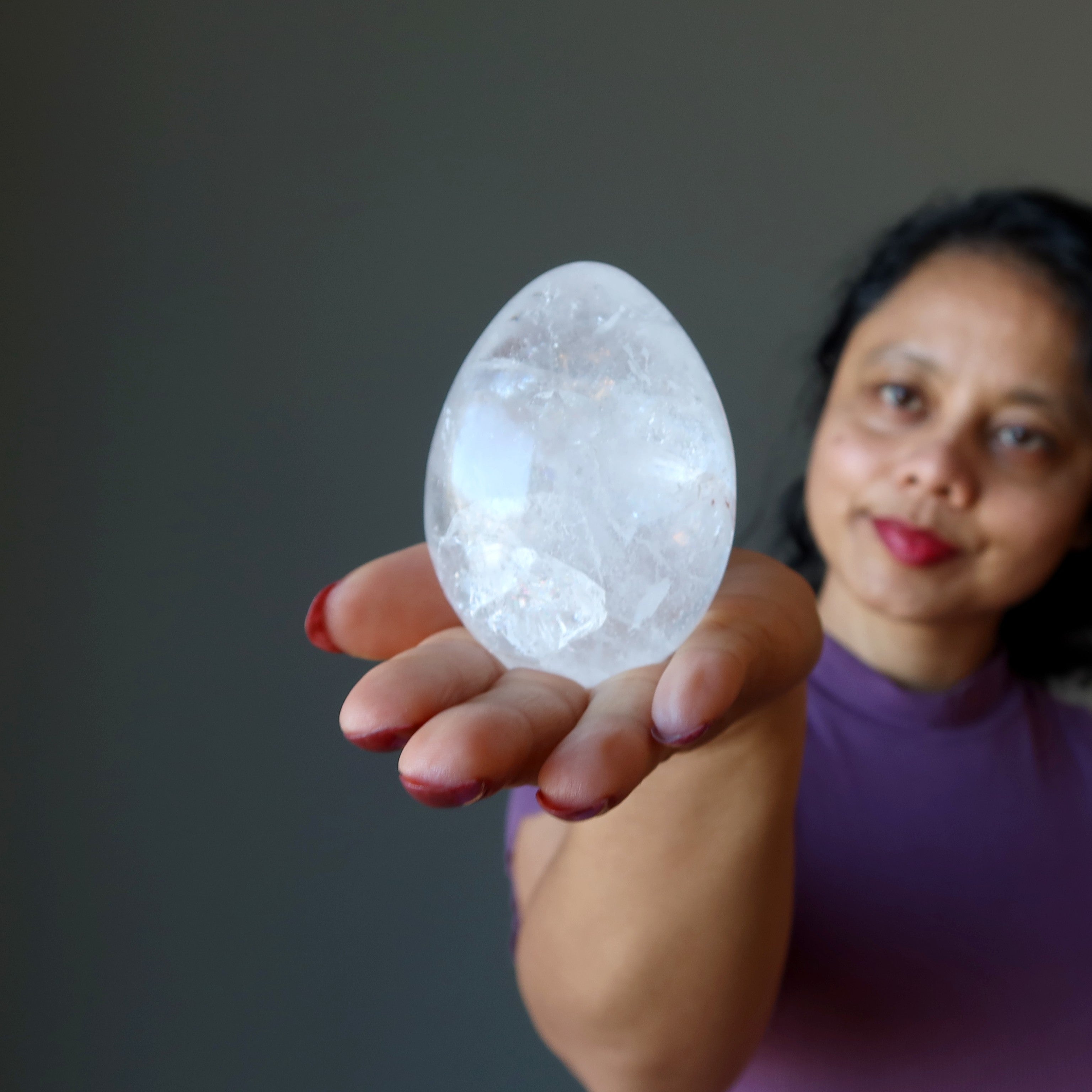 Clear Rainbow Quartz Egg Miracle of Life Creation Crystal Stone