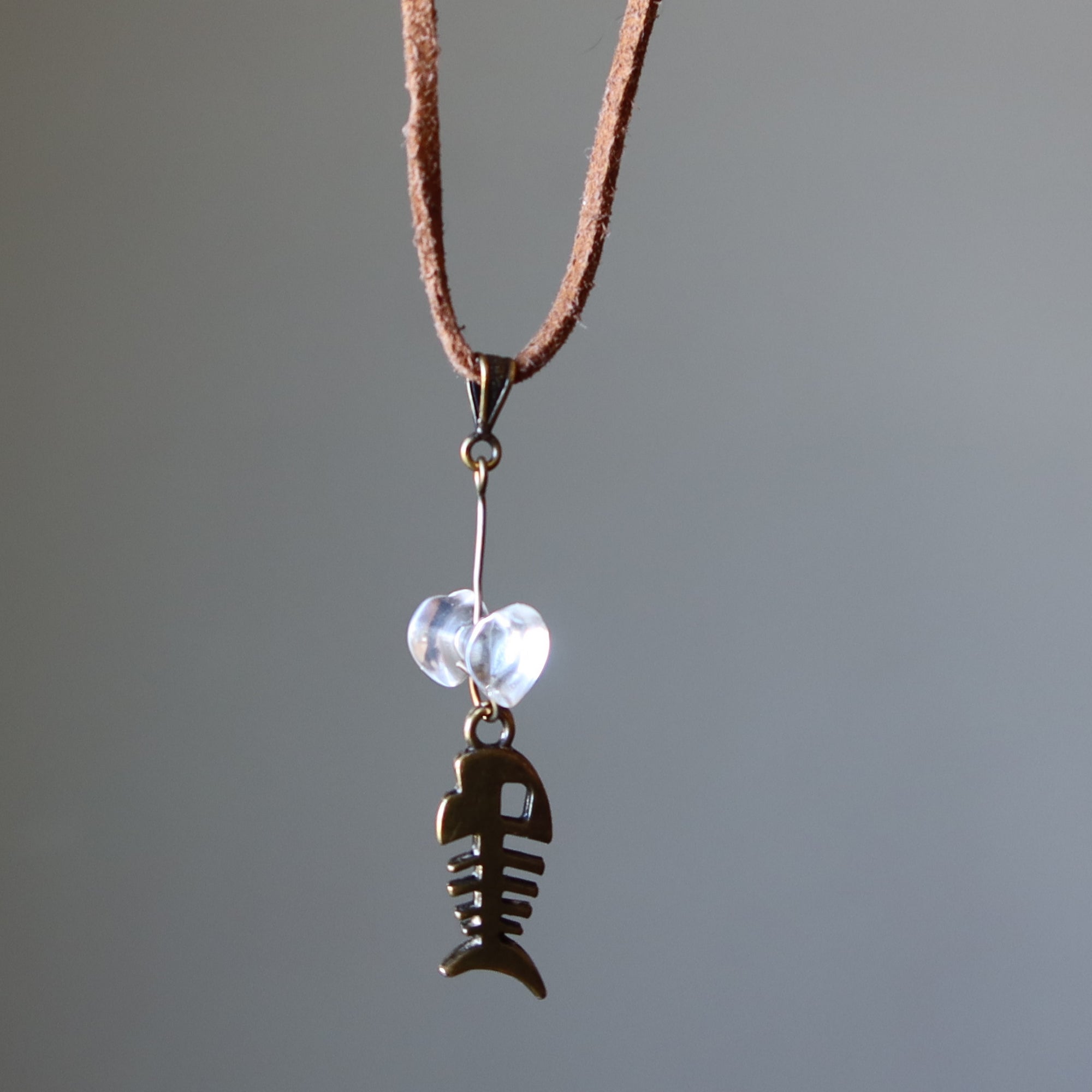 Collier en quartz clair, pendentif cœur en arête de poisson, gemme de créateur