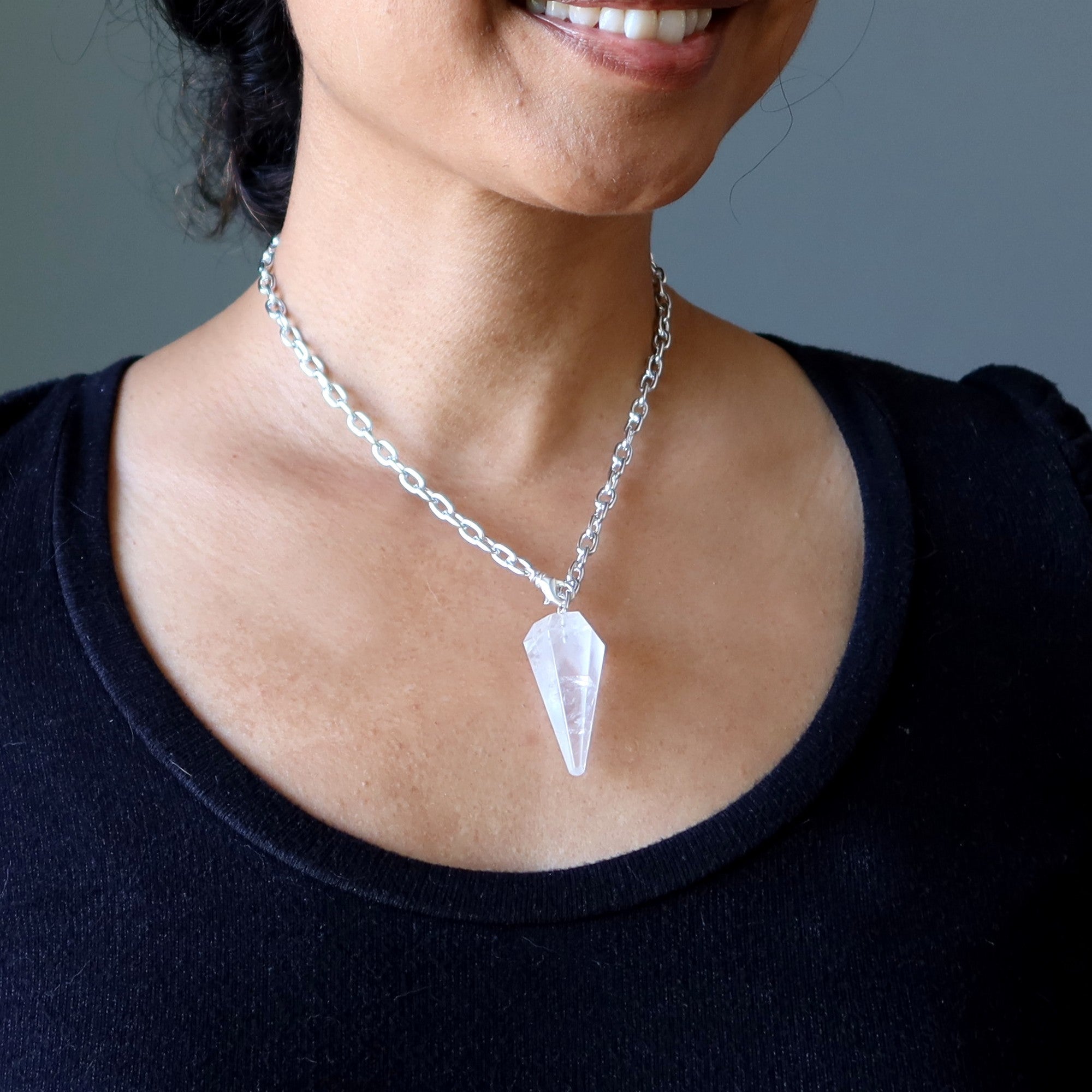 Clear Quartz Necklace Pendulum On the Go Healer