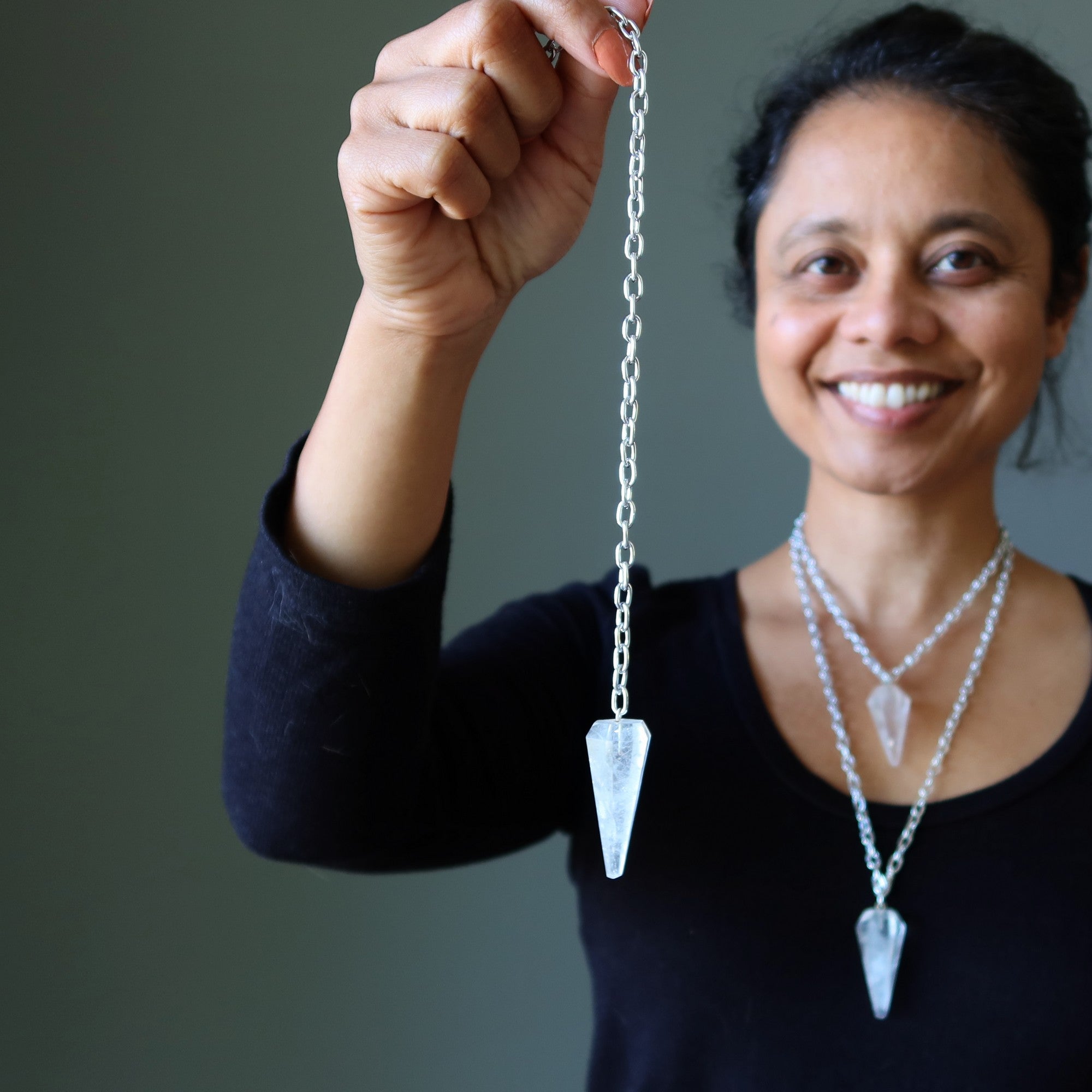 Clear Quartz Necklace Pendulum On the Go Healer