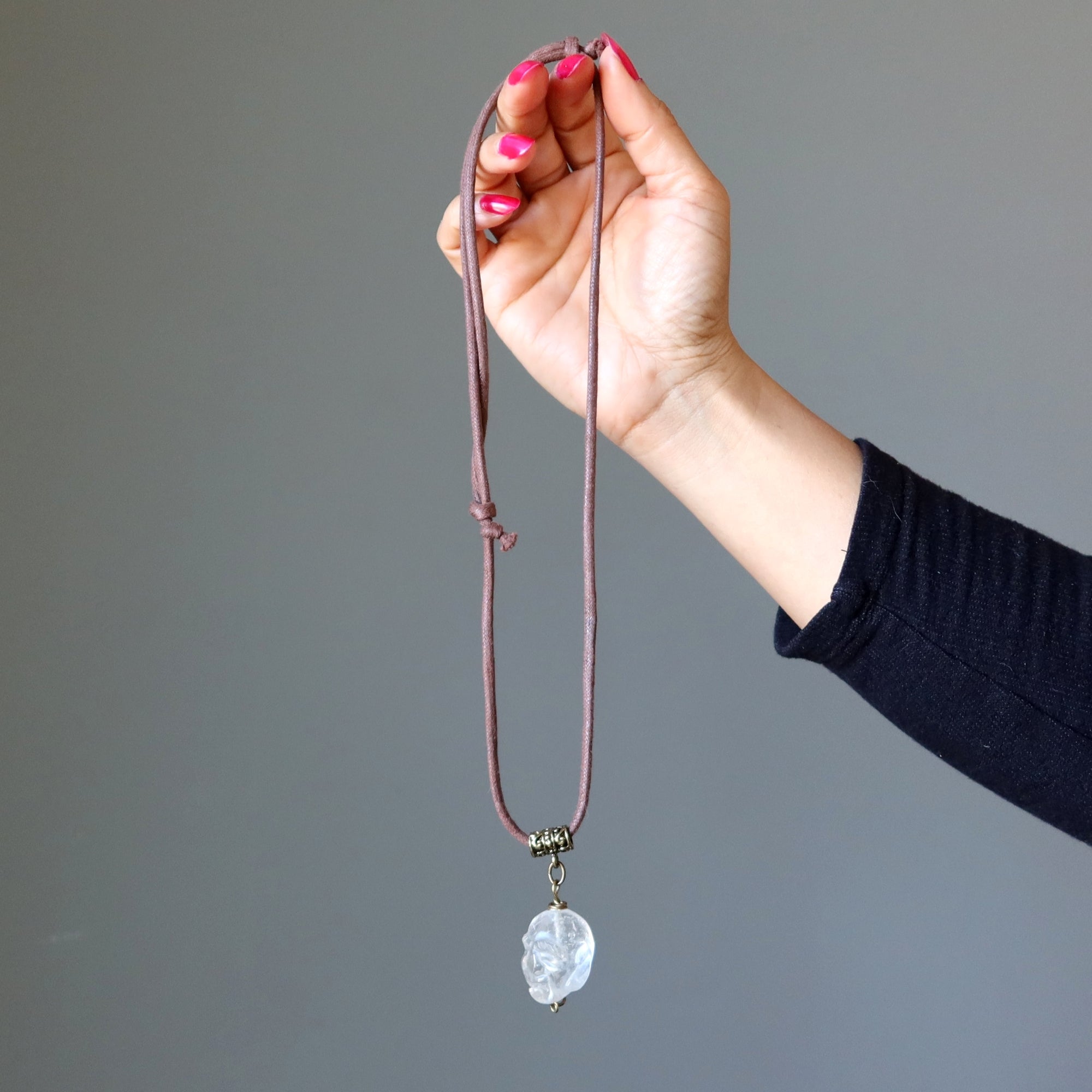 Collier en Quartz Clair Homme Sage Cristal Ajustable
