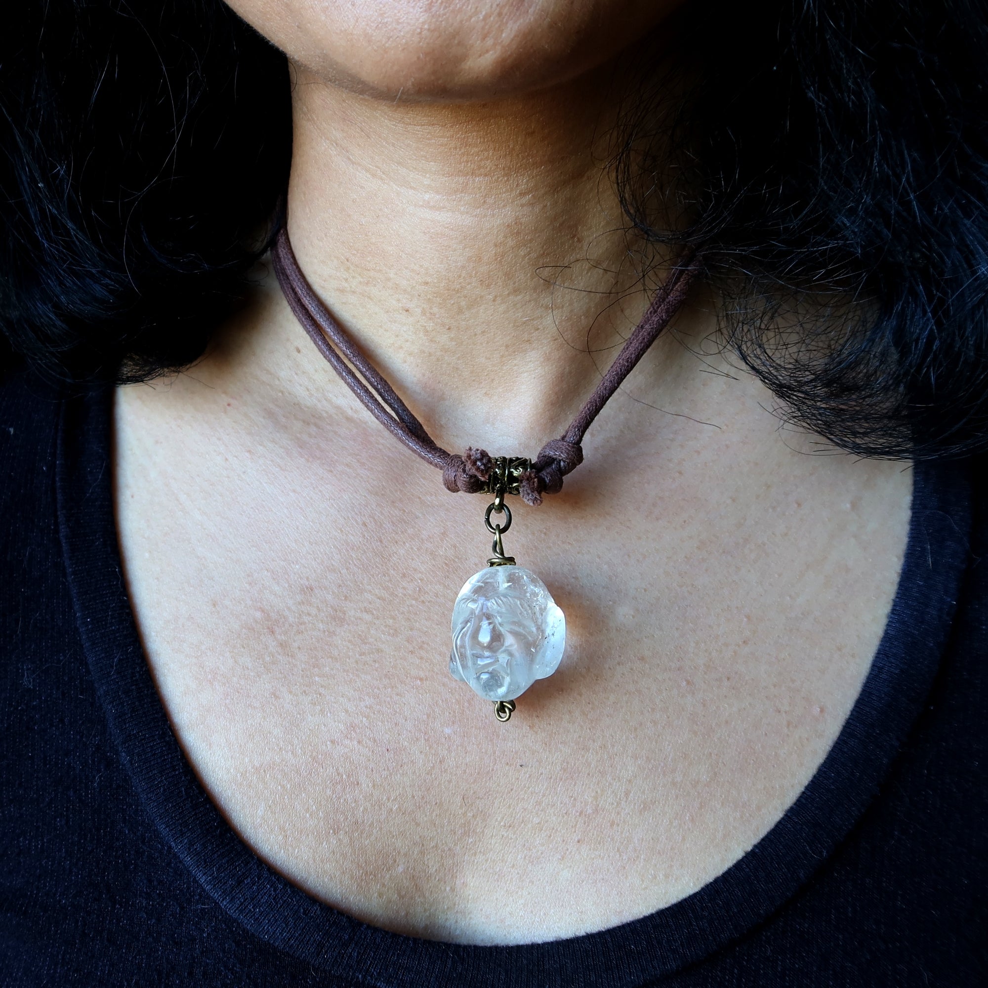Collier en Quartz Clair Homme Sage Cristal Ajustable