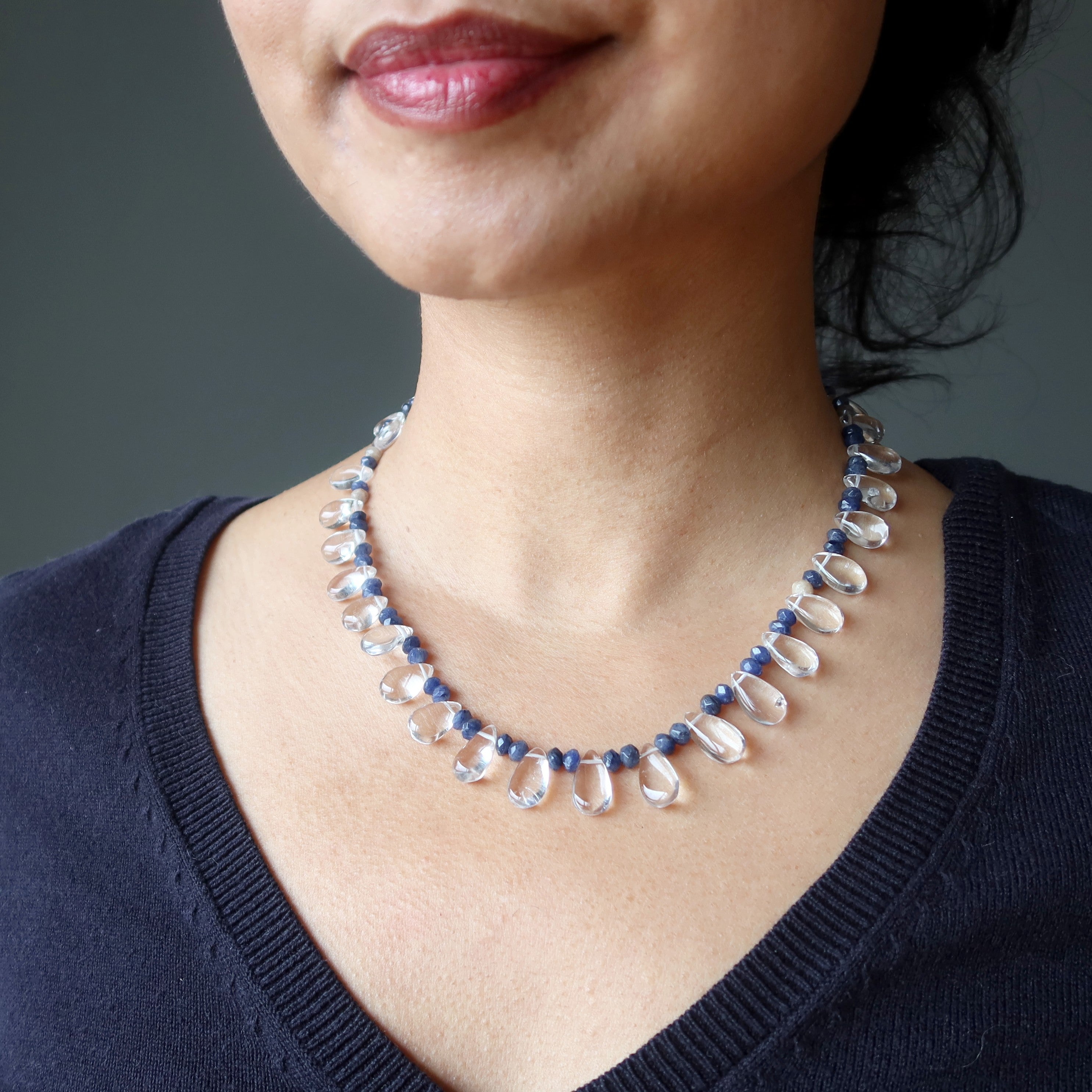 Clear Quartz Necklace Blue Aventurine Jewel