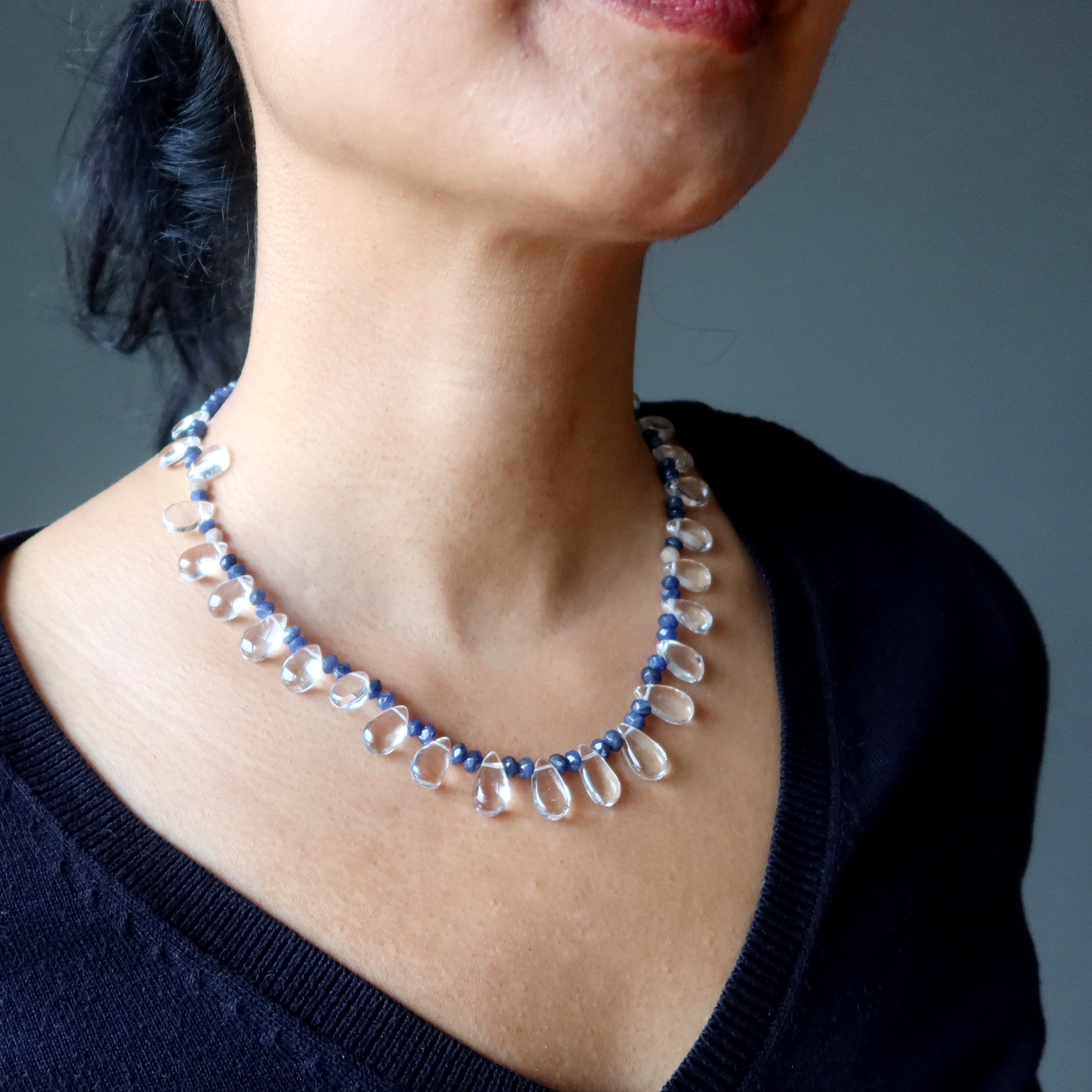 Clear Quartz Necklace Blue Aventurine Jewel