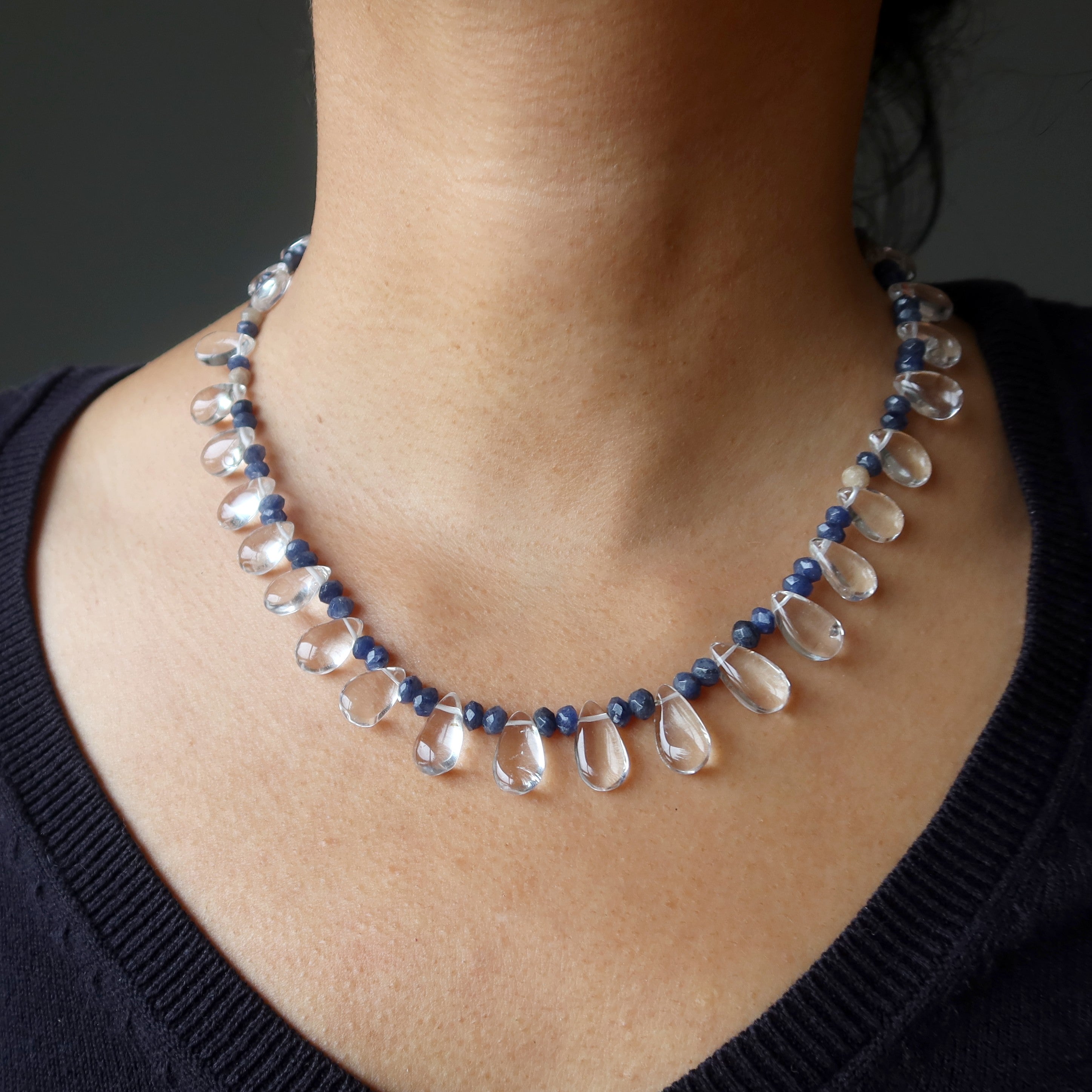 Clear Quartz Necklace Blue Aventurine Jewel