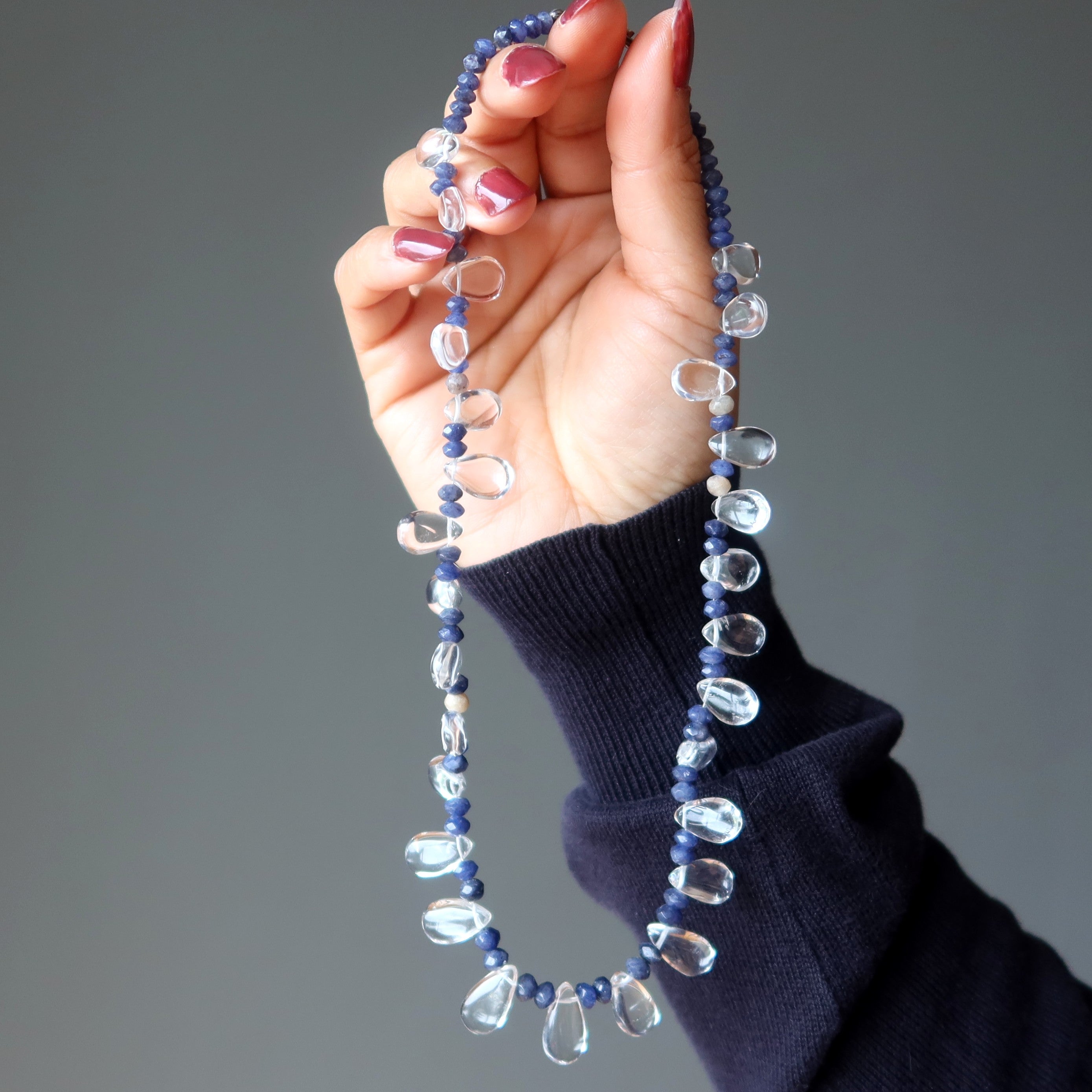 Clear Quartz Necklace Blue Aventurine Jewel