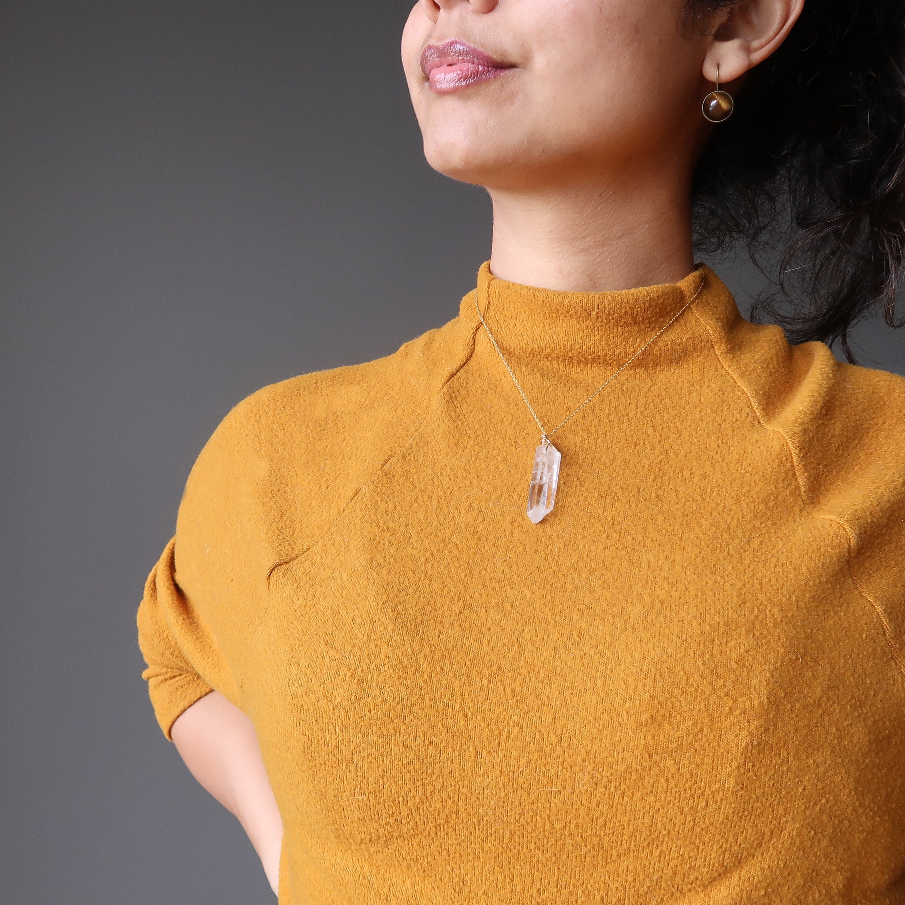 Clear Quartz Necklace Raw Crystal Point