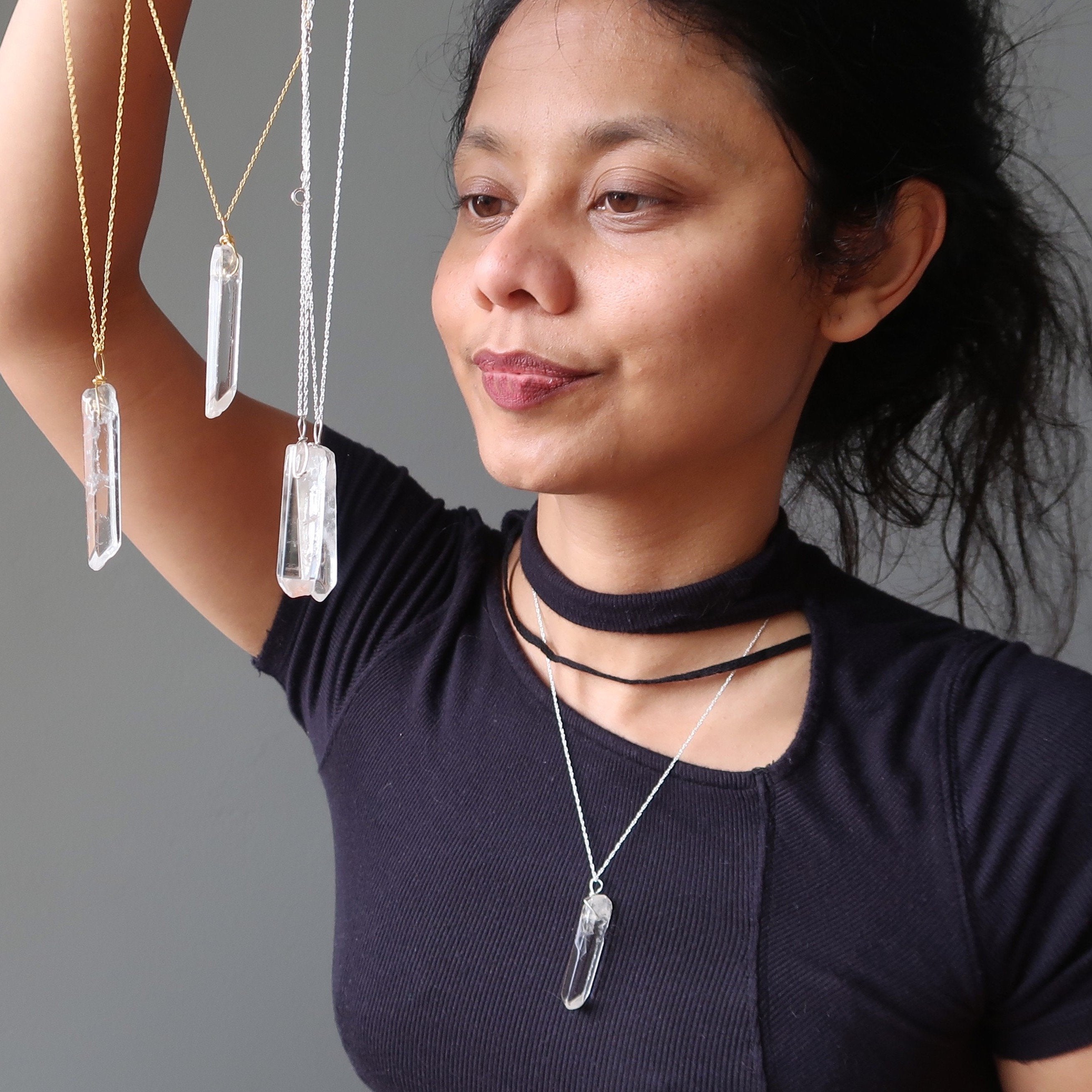 Clear Quartz Necklace Raw Crystal Point