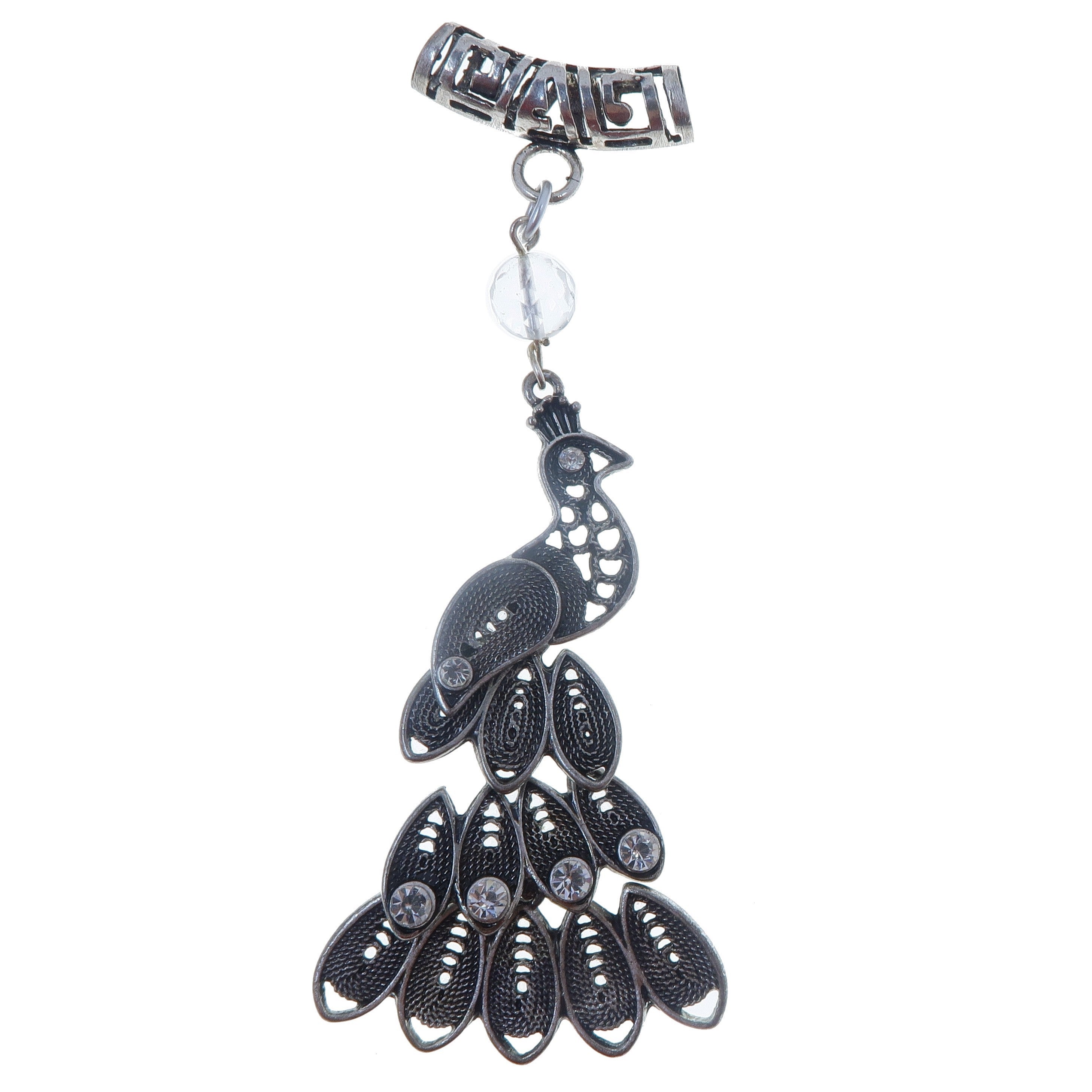 Clear Quartz Pendant Fancy Peacock Silver