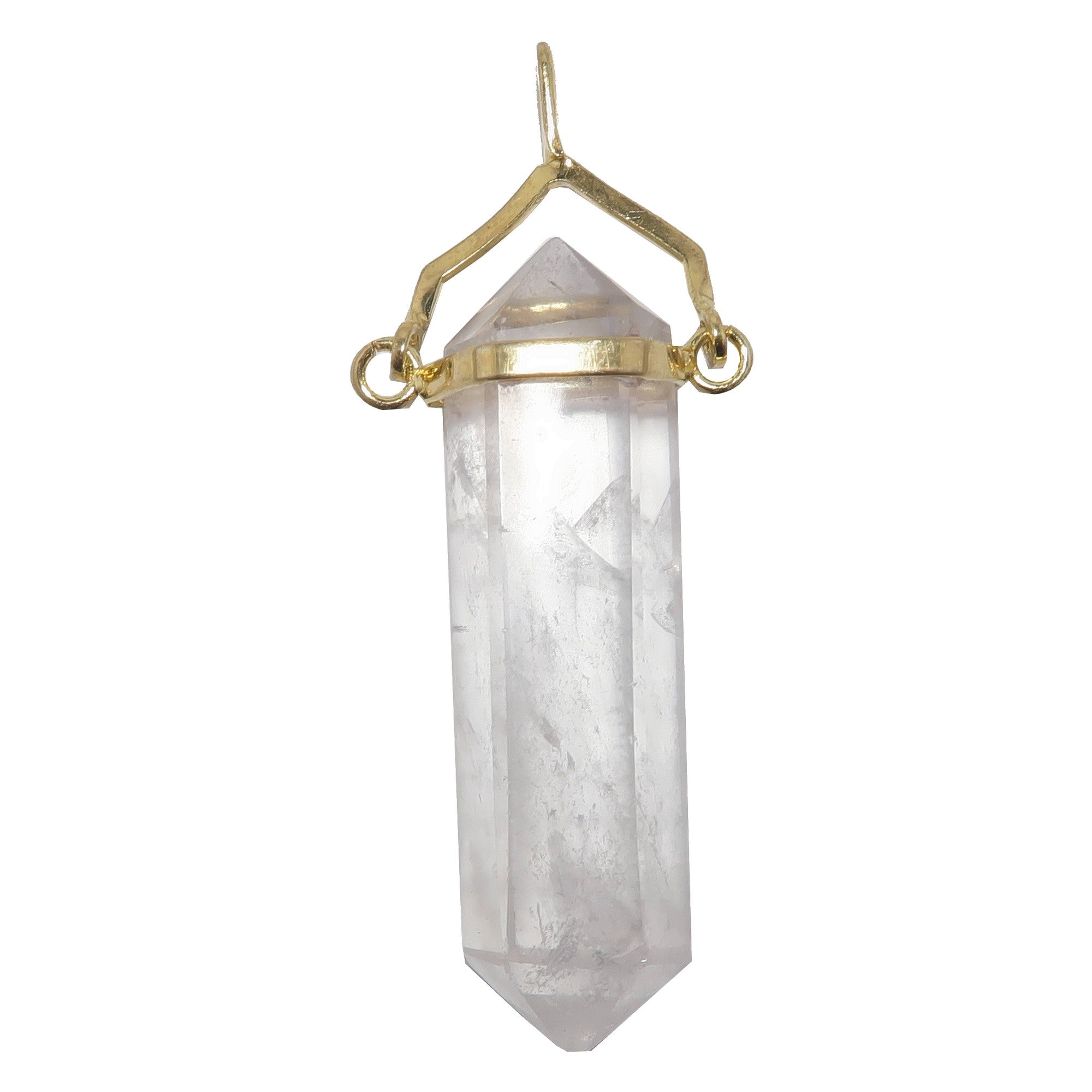 Clear Quartz Pendant Double Terminated Gold