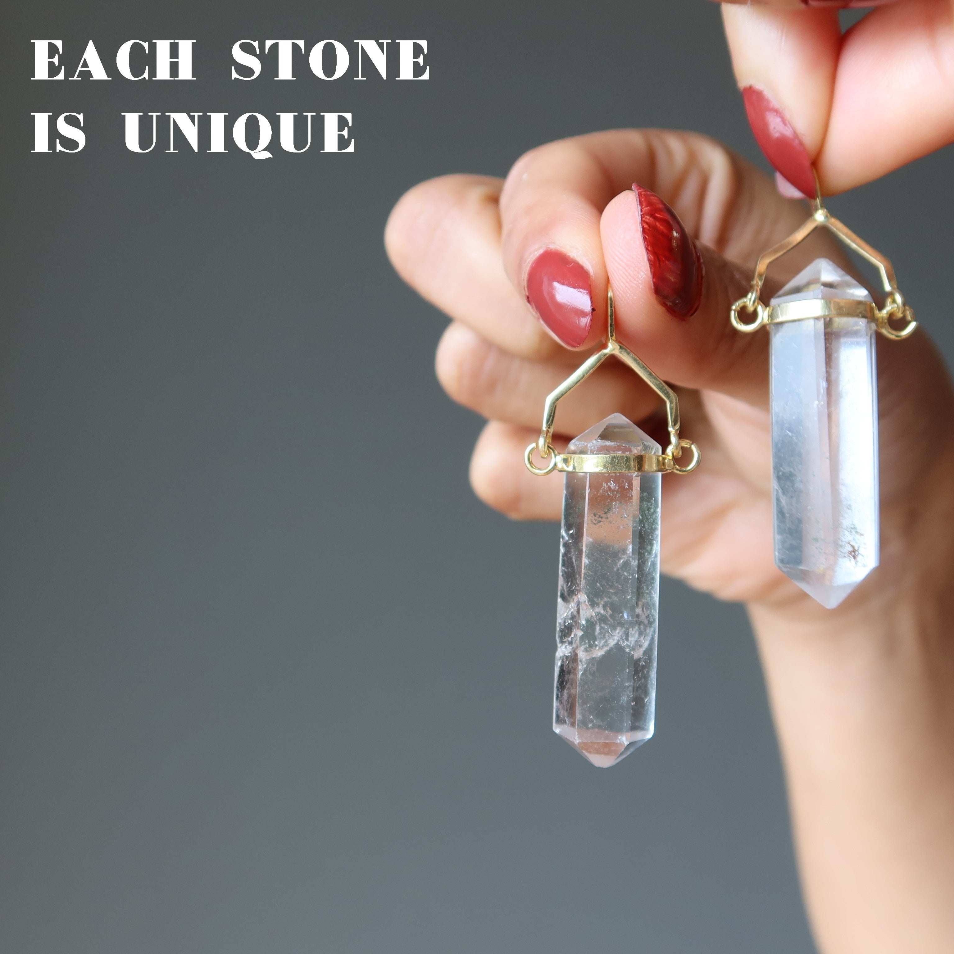 Clear Quartz Pendant Double Terminated Gold