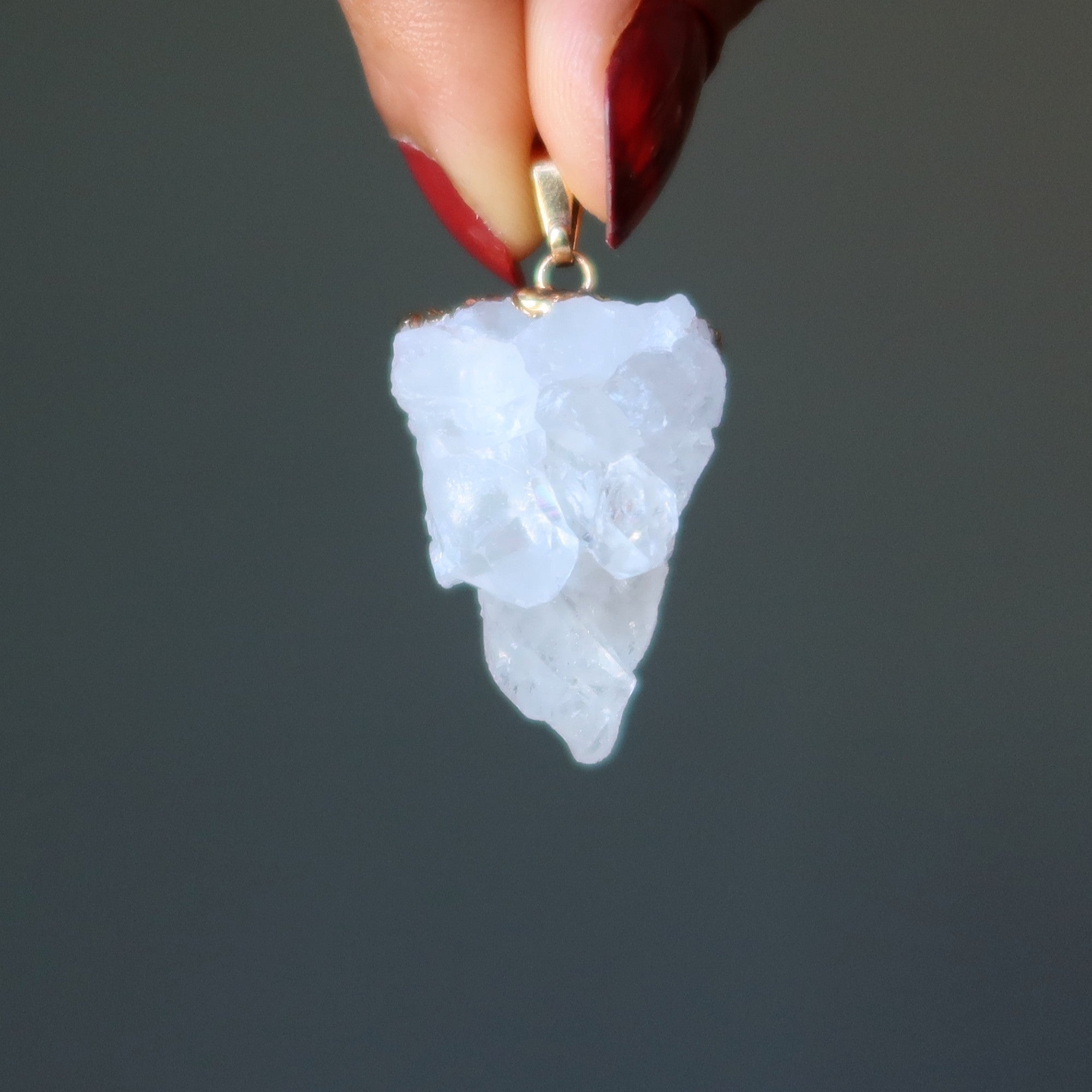 Clear Quartz Pendant Crystal Cluster Energy Gold