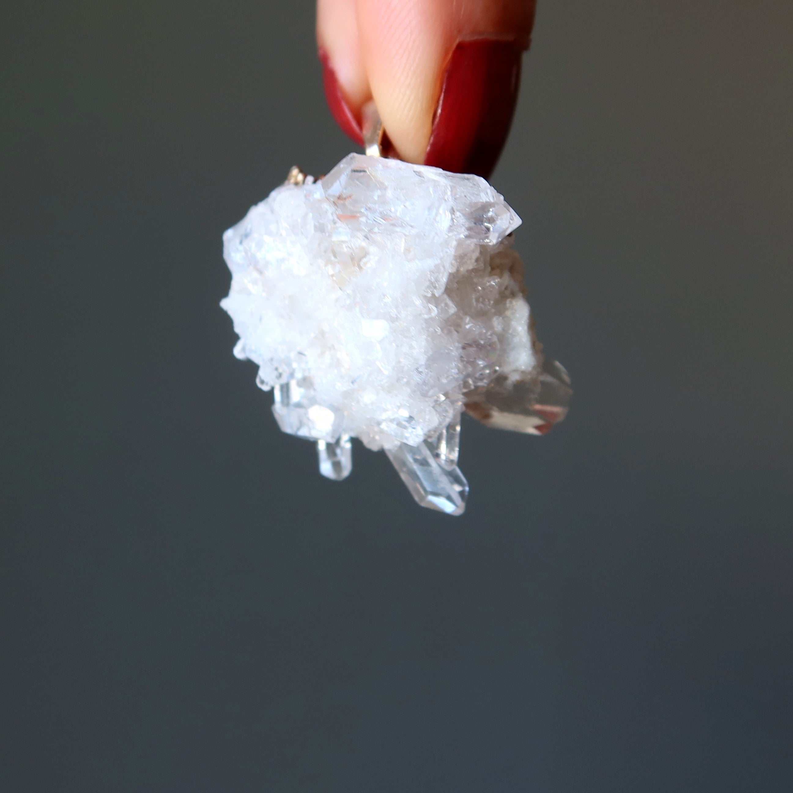 Clear Quartz Pendant Crystal Cluster Energy Gold